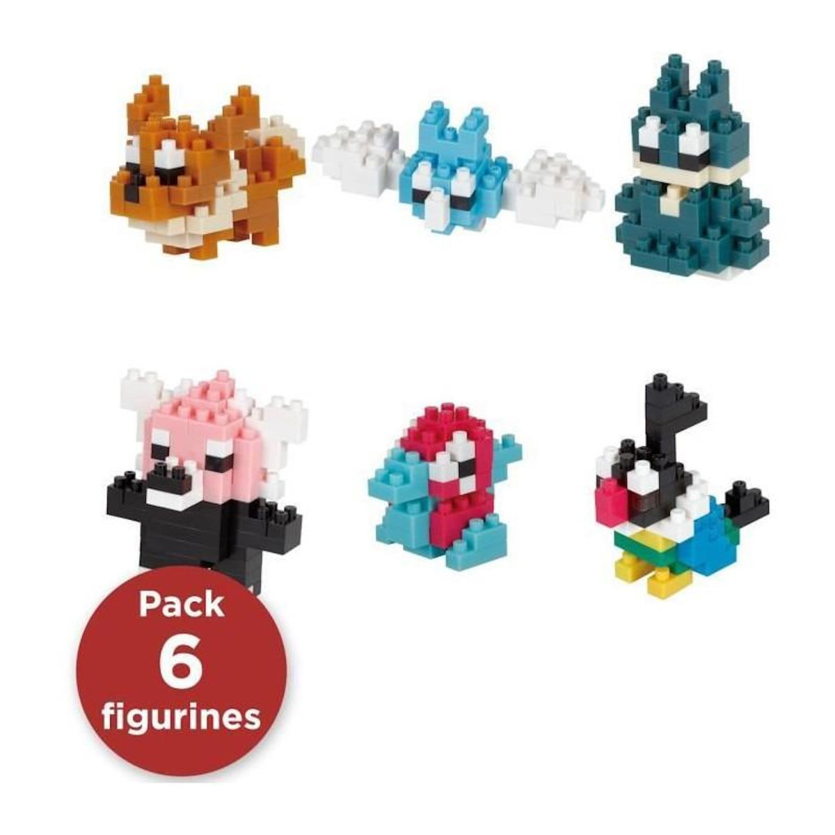 BANDAI Coffret de 6 figurines en briques - BANDAI - NANOBLOCK - Pack Pokémon type Normal