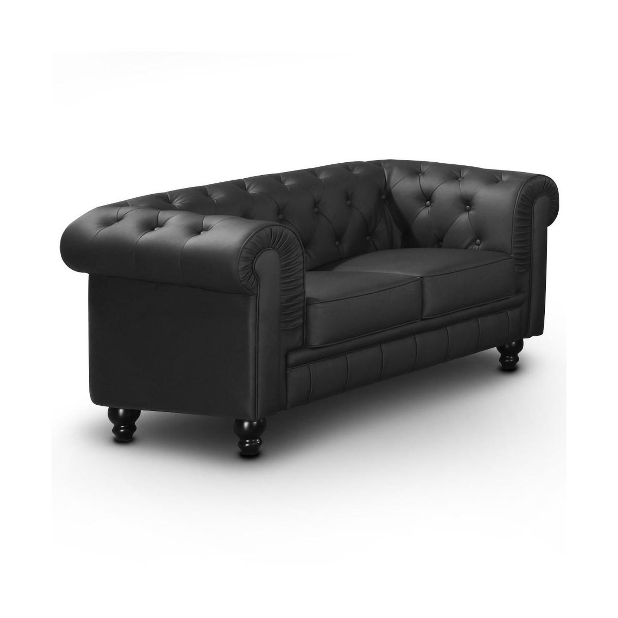 Voir la diapositive 2 : Paris Prix Canapé 2 places  chesterfield  158cm noir