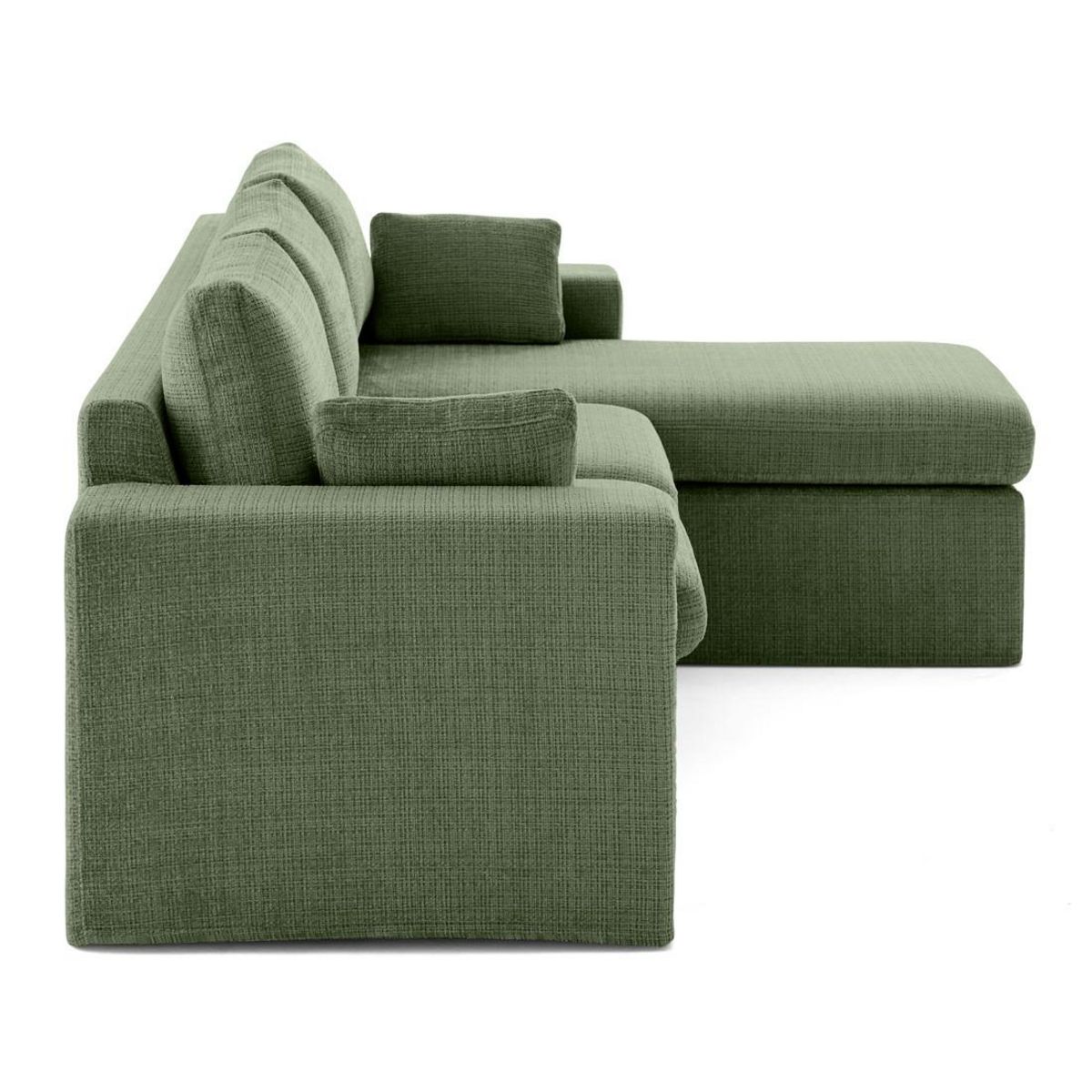 LISA DESIGN Calgary - canapé d'angle déhoussable et modulable 3 places + 1 pouf en velours texturé