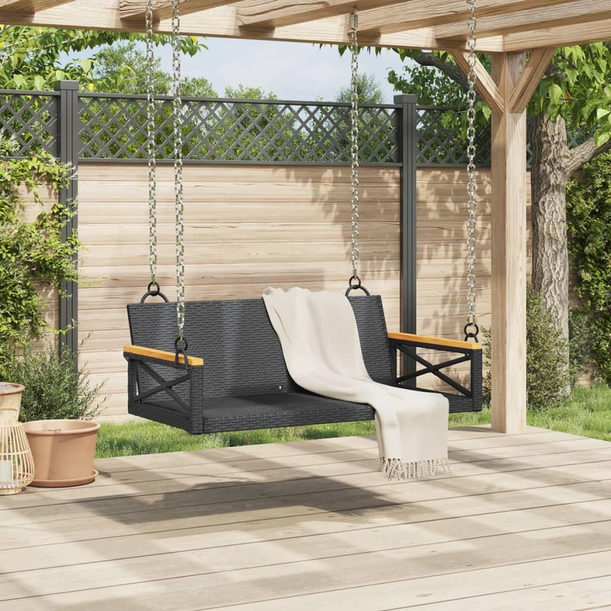 Voir la diapositive 3 : VIDAXL Balancelle noir 109x62x40 cm resine tressee