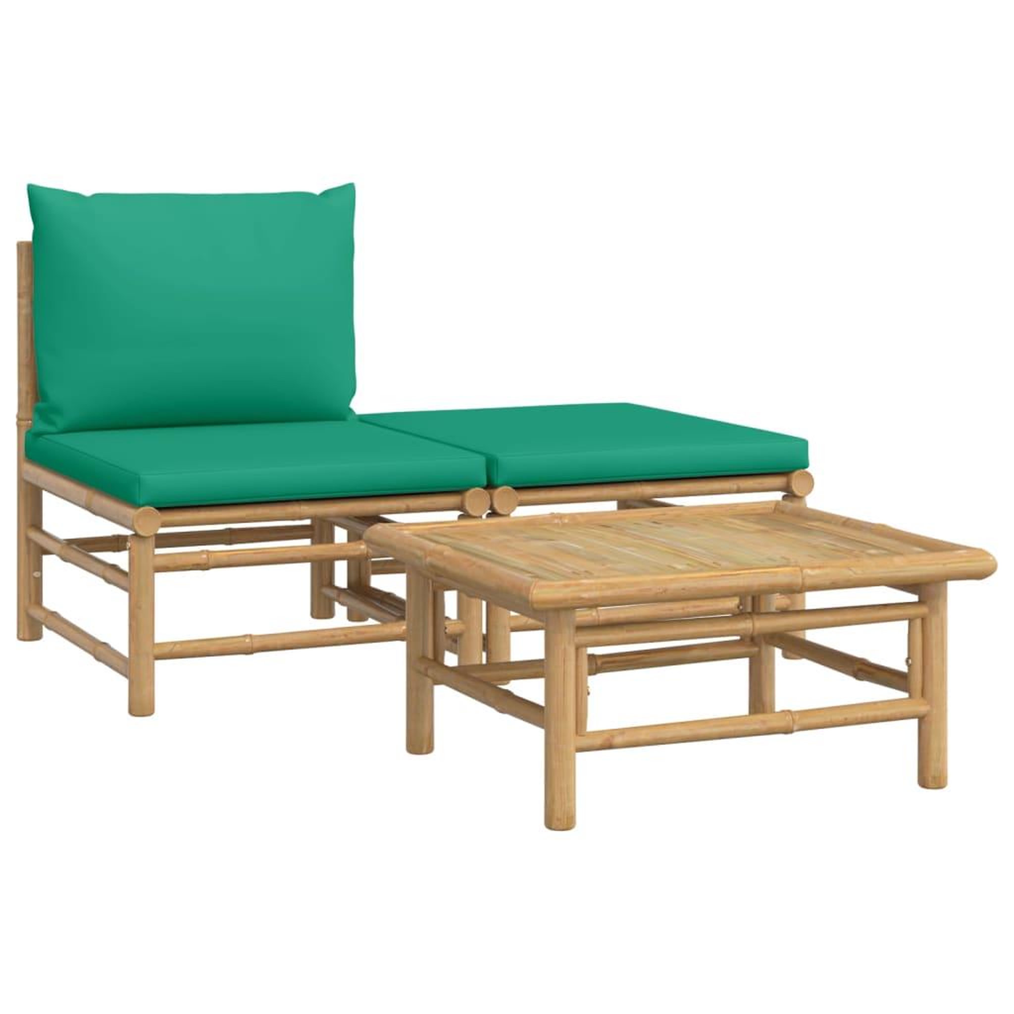 Voir la diapositive 2 : VIDAXL Salon de jardin 3 pcs avec coussins vert bambou