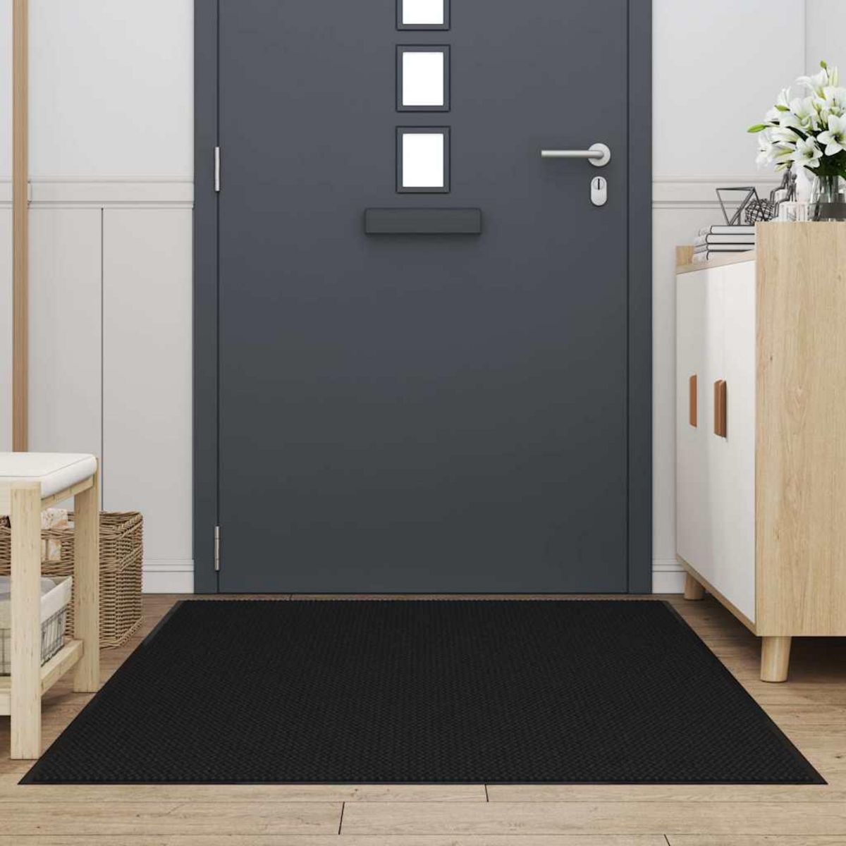 VIDAXL Paillasson noir 115x200 cm