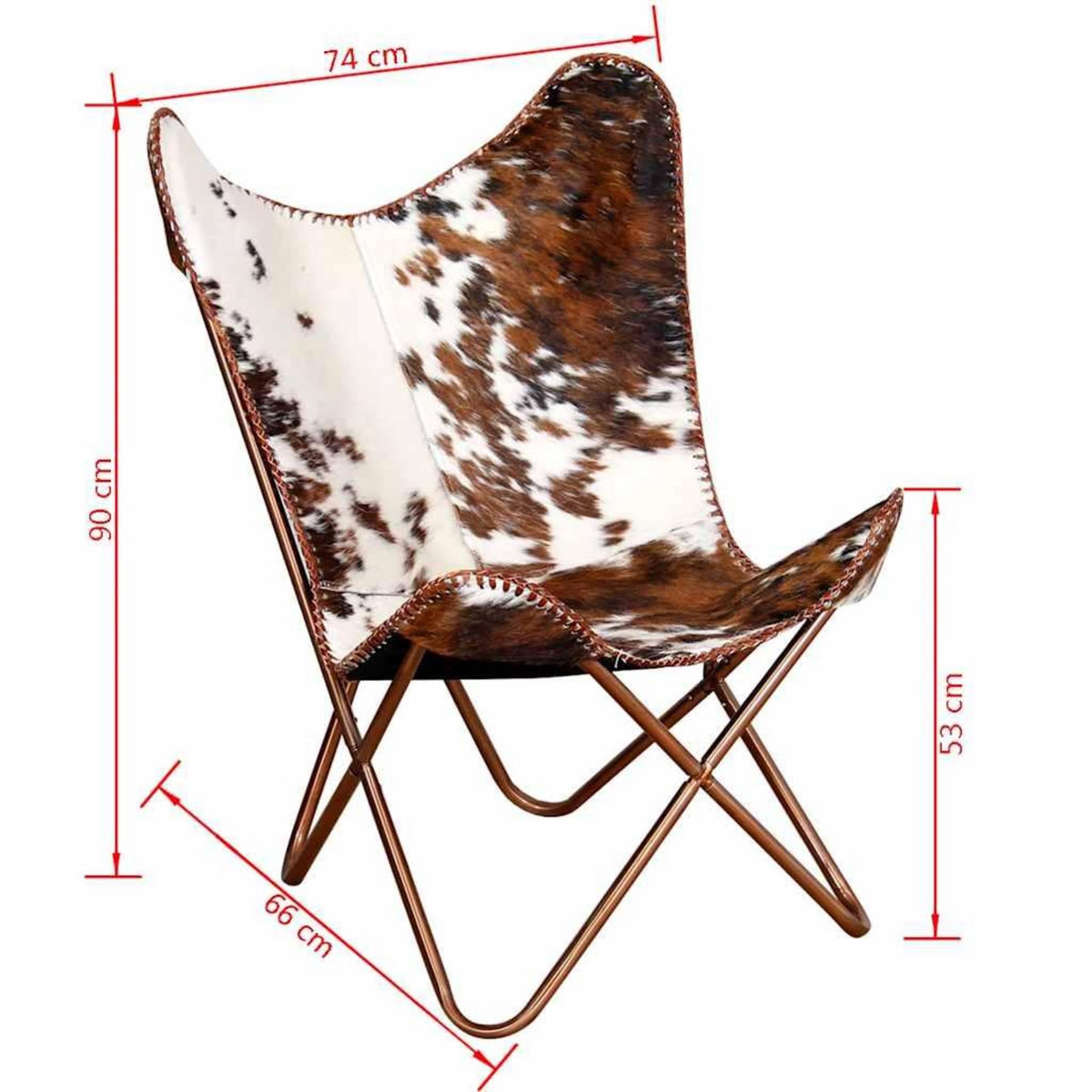 VIDAXL Chaise papillon marron et blanc cuir de vache