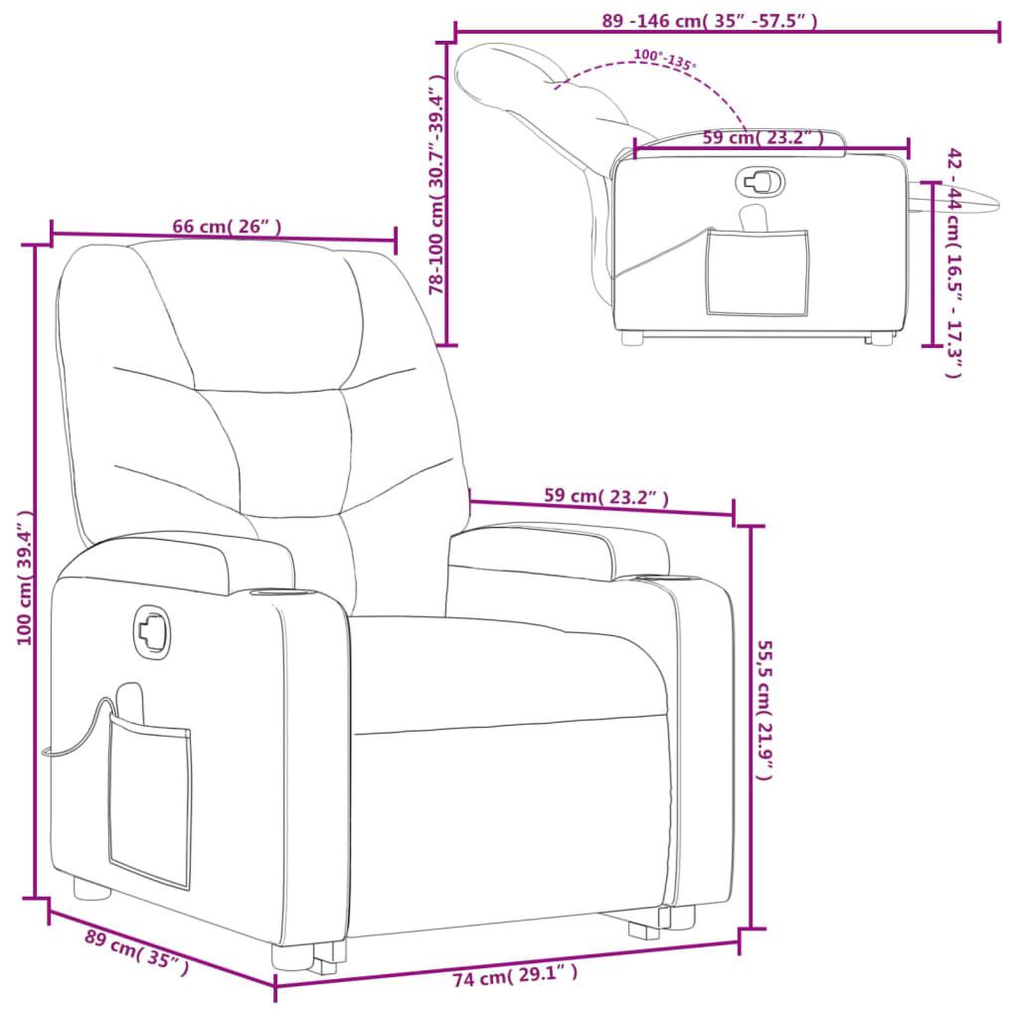 Voir la diapositive 6 : VIDAXL Fauteuil de massage inclinable Gris fonce Tissu