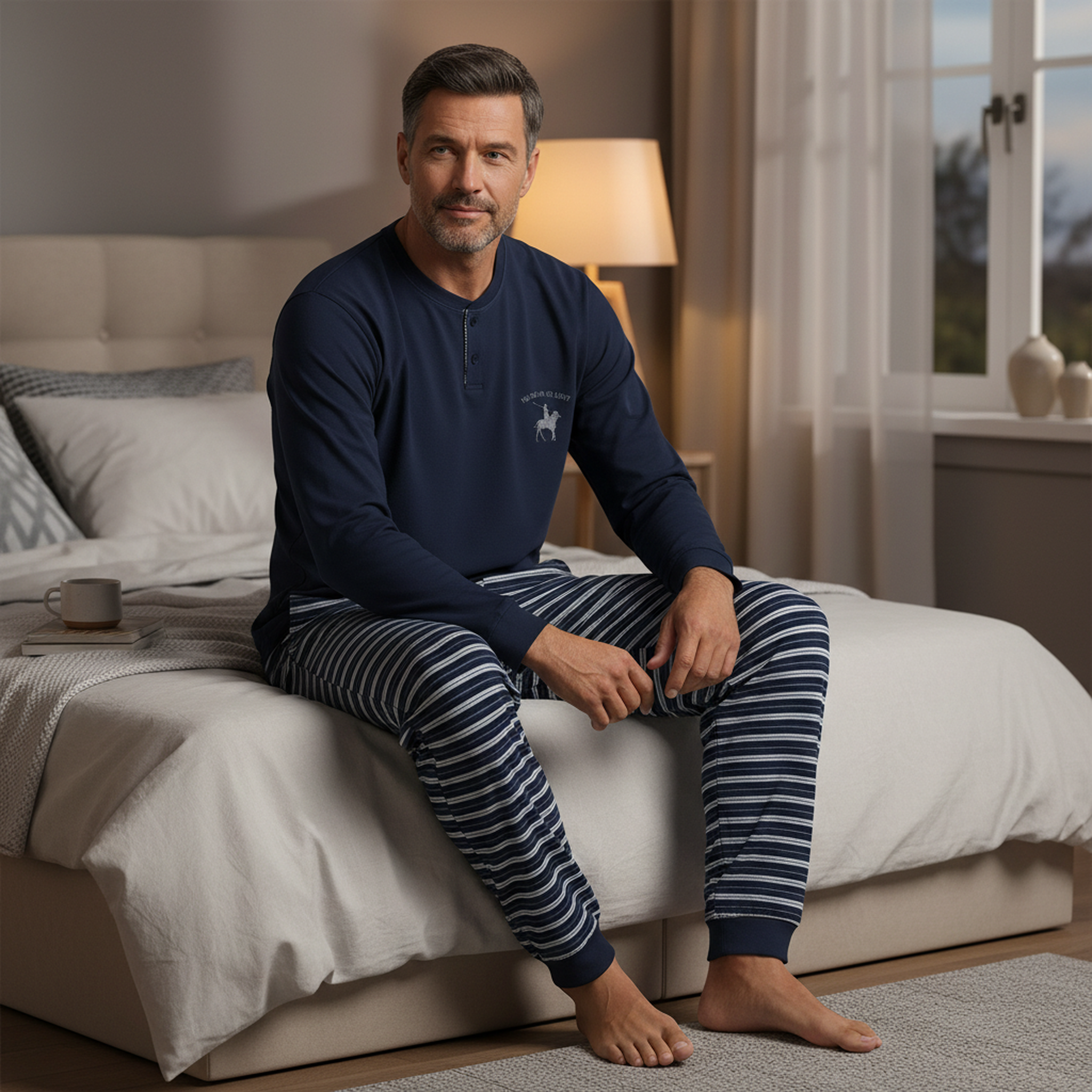 Voir la diapositive 4 : OZABI Ozabi pyjama homme doublé polaire écusson brodé