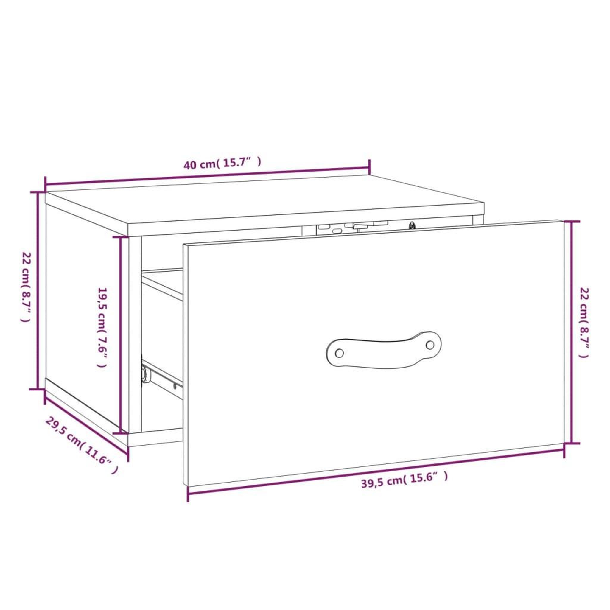 Voir la diapositive 6 : VIDAXL Tables de chevet murales 2 pcs 40x29,5x22 cm