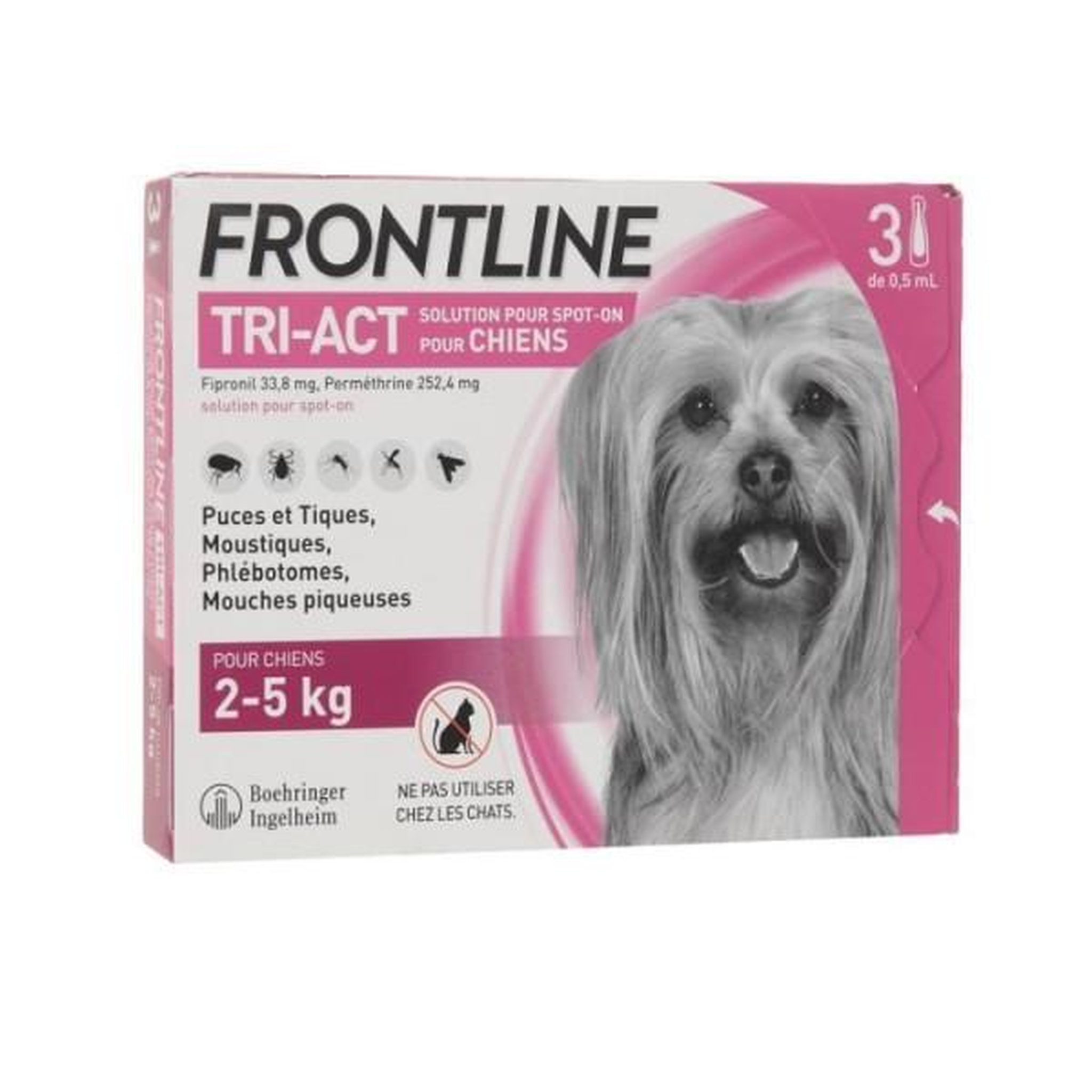Frontline Frontline tri-act chien - anti-puces anti-tiques pour chien xs - 2-5kg - 3 pipettes