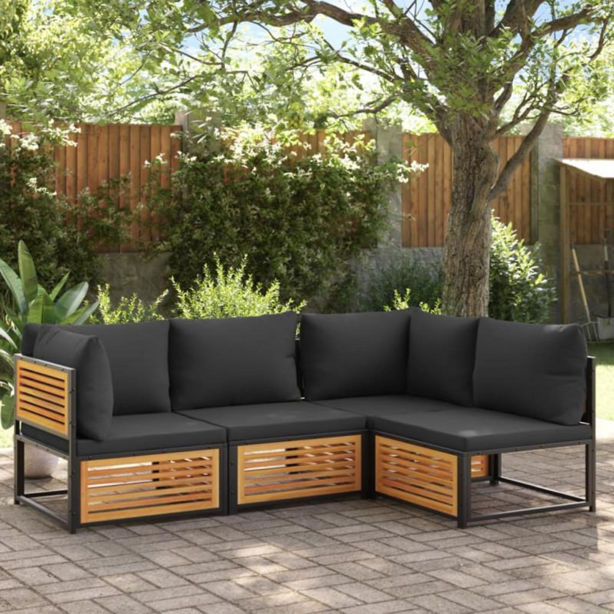 VIDAXL Canapé de jardin sans accoudoirs coussins bois massif d acacia