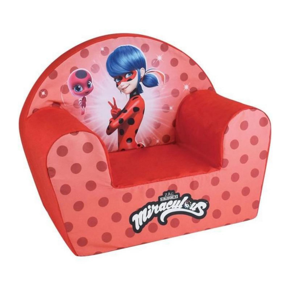Fun House FUN HOUSE Miraculous Fauteuil club Lady Bug - l.52 x P.33 x H.42 cm - Pour enfant origine France garantie