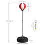 Voir la diapositive 3 : HOMCOM Punching ball sur pied réglable en hauteur 126-144 cm avec gants, pompe et base de lestage rouge blanc