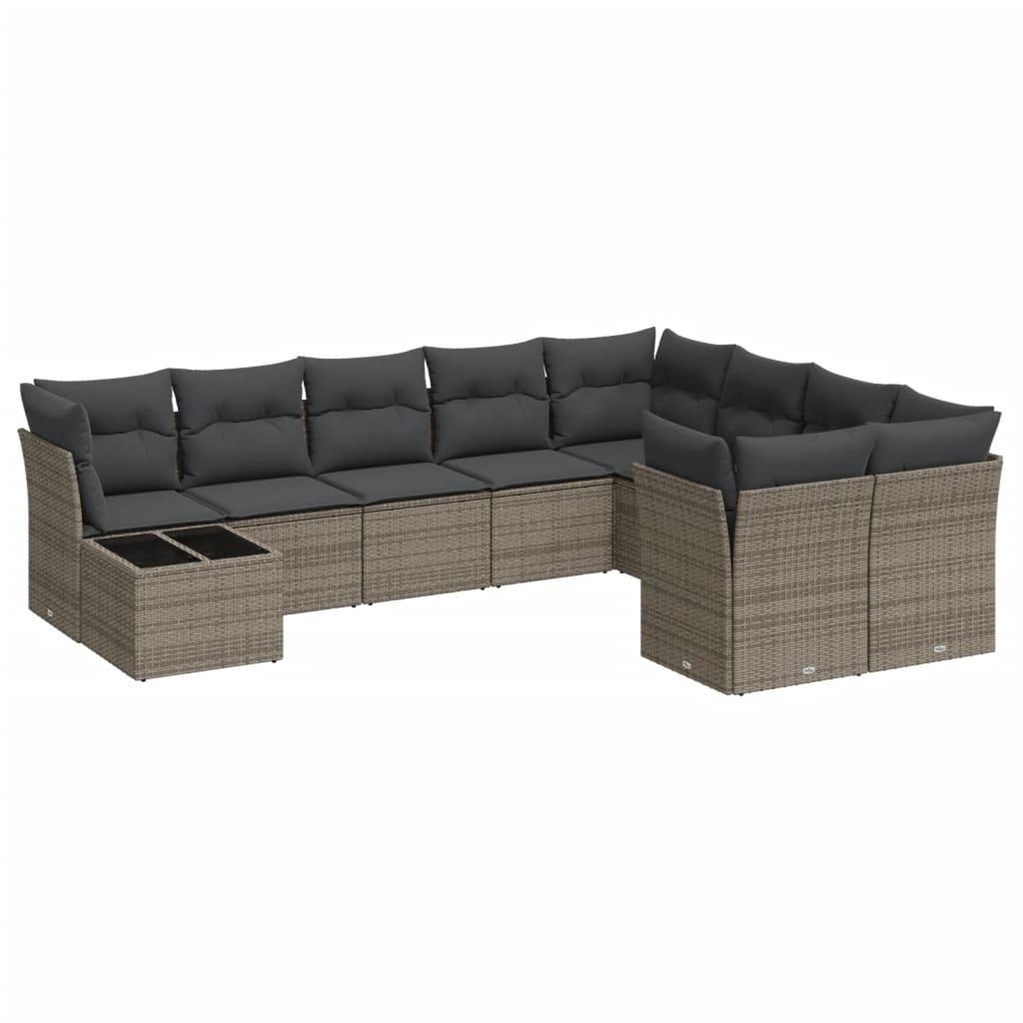 Voir la diapositive 2 : VIDAXL Salon de jardin avec coussins 10 pcs gris resine tressee