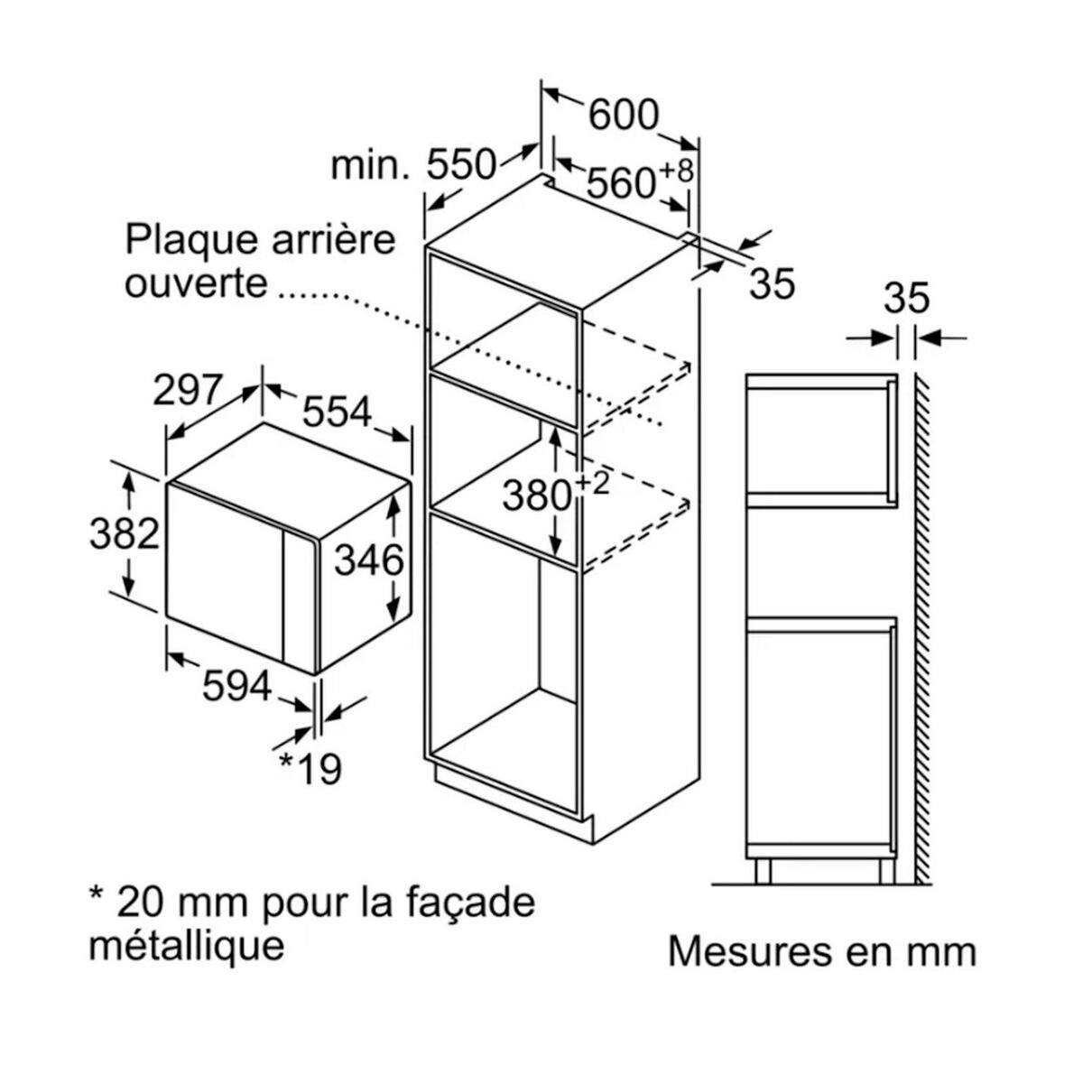 Neff Micro-ondes encastrable 20l 1270w graphite grey - HLAWD23G0