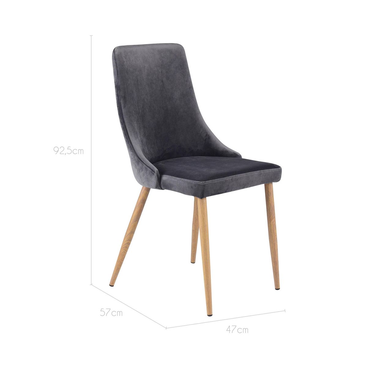 Rendez vous déco Lot de 2 chaises en velours gris - Vinni