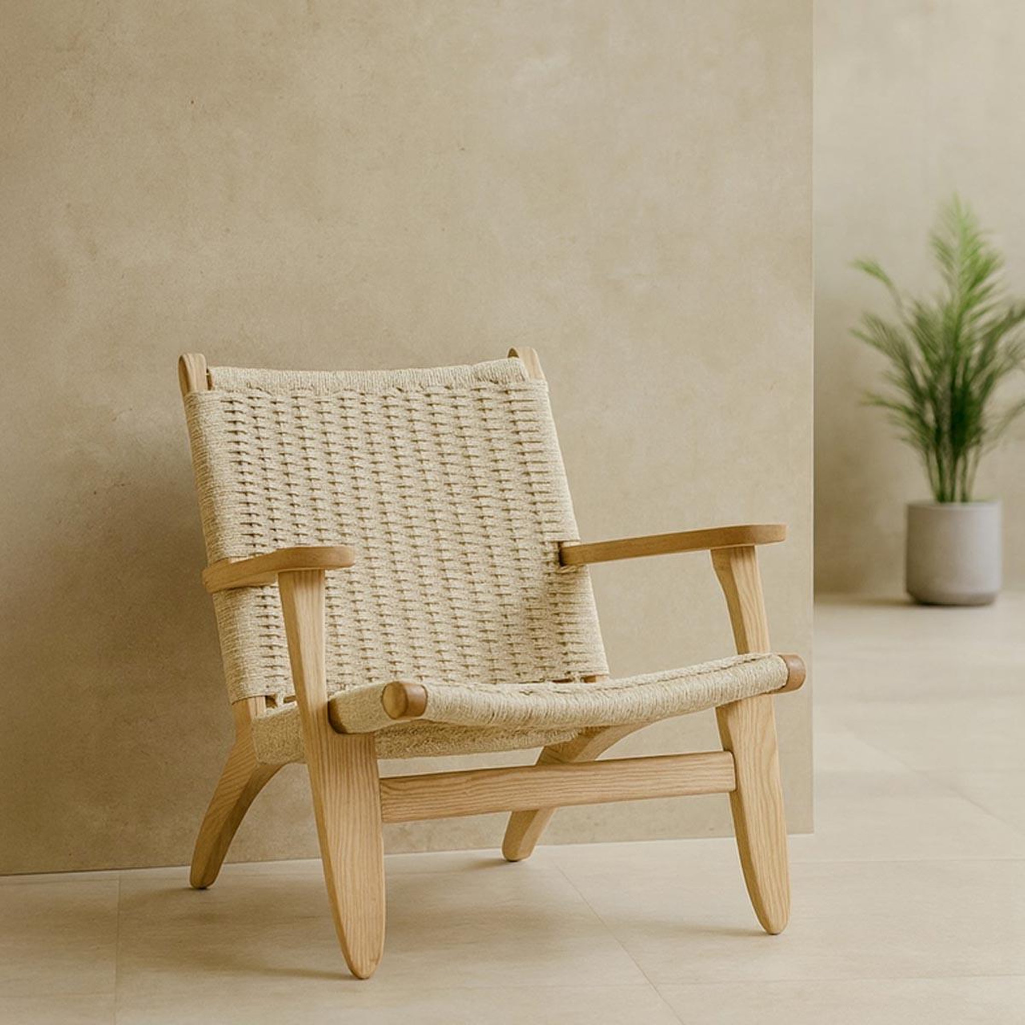 Voir la diapositive 4 : Paris Prix Fauteuil tressé en bois  lazy  75cm beige