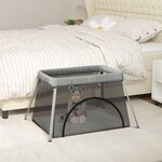 VIDAXL Parc pour bebe avec matelas Gris clair Tissu de lin