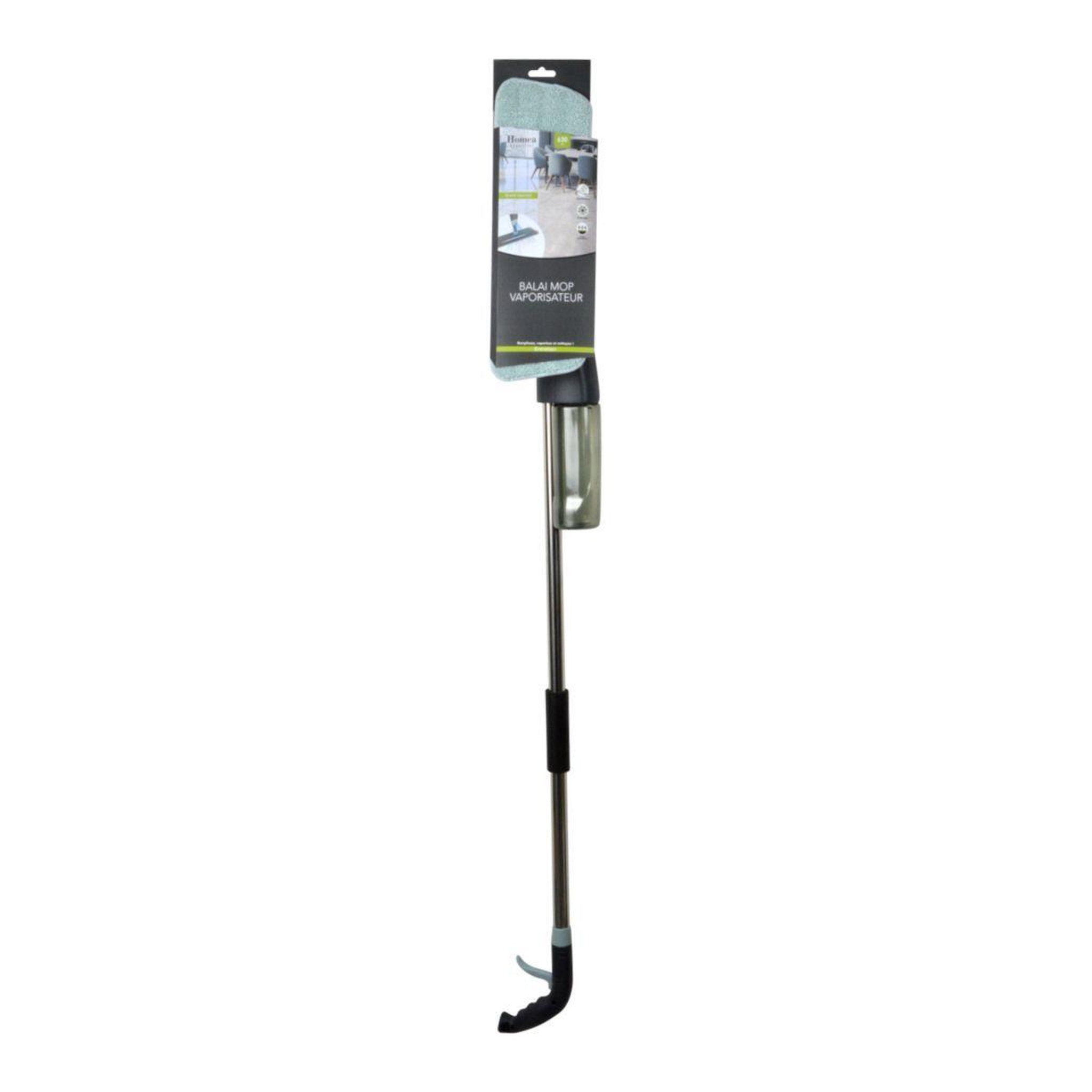 Voir la diapositive 4 : HOMEA Balai mop  vaporisateur  630ml anthracite & bleu givré
