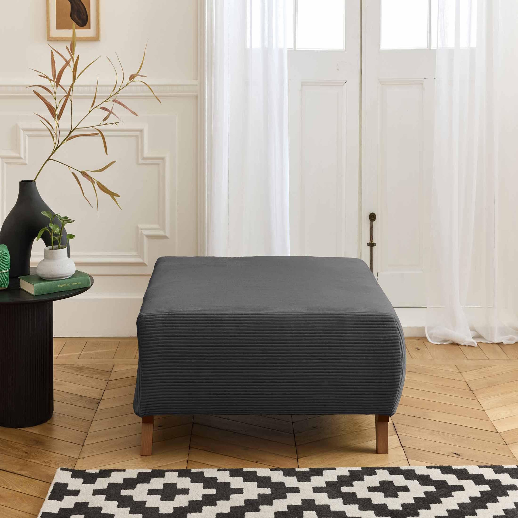 Voir la diapositive 2 : BEST MOBILIER Cristal - pouf modulable - 95 cm - en velours côtelé