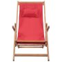 VIDAXL Chaise pliable de plage Tissu et cadre en bois Rouge