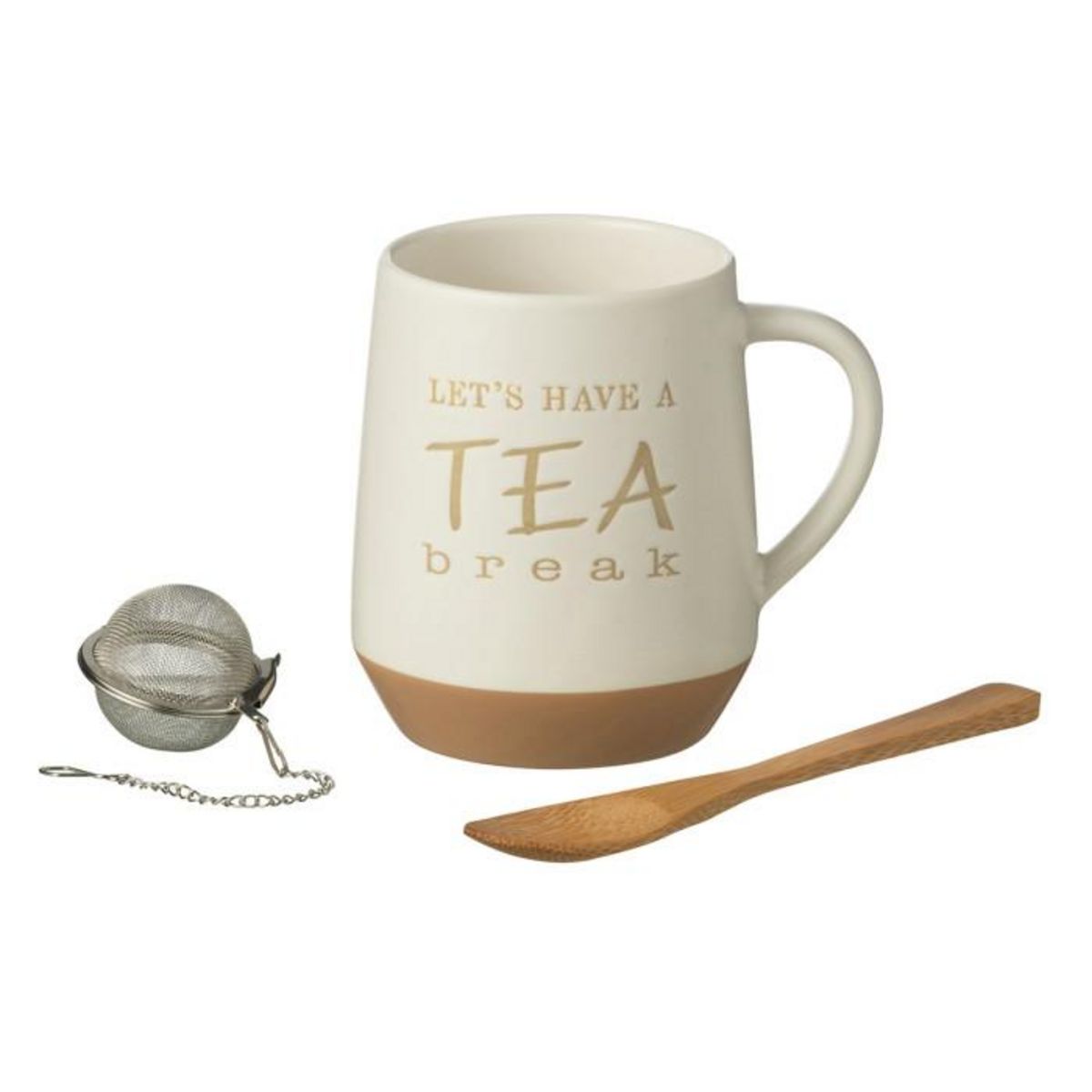 Paris Prix Tasse Avec cuillère et Boule à Thé  Tea Break  23cm Blanc