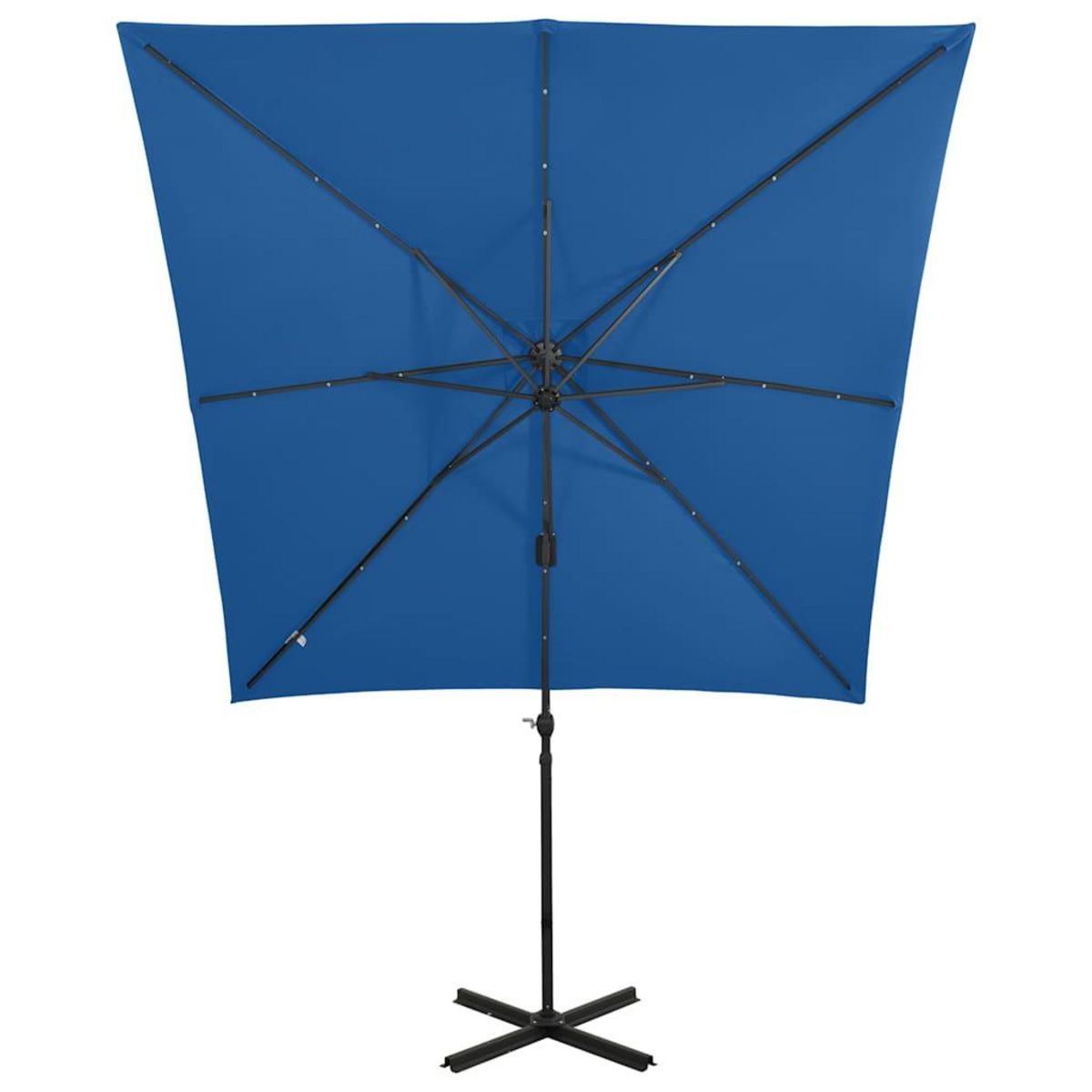 VIDAXL Parasol de jardin en porte-a-faux et mat et lumieres LED