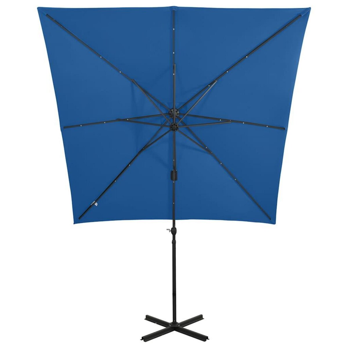VIDAXL Parasol de jardin en porte-a-faux et mat et lumieres LED