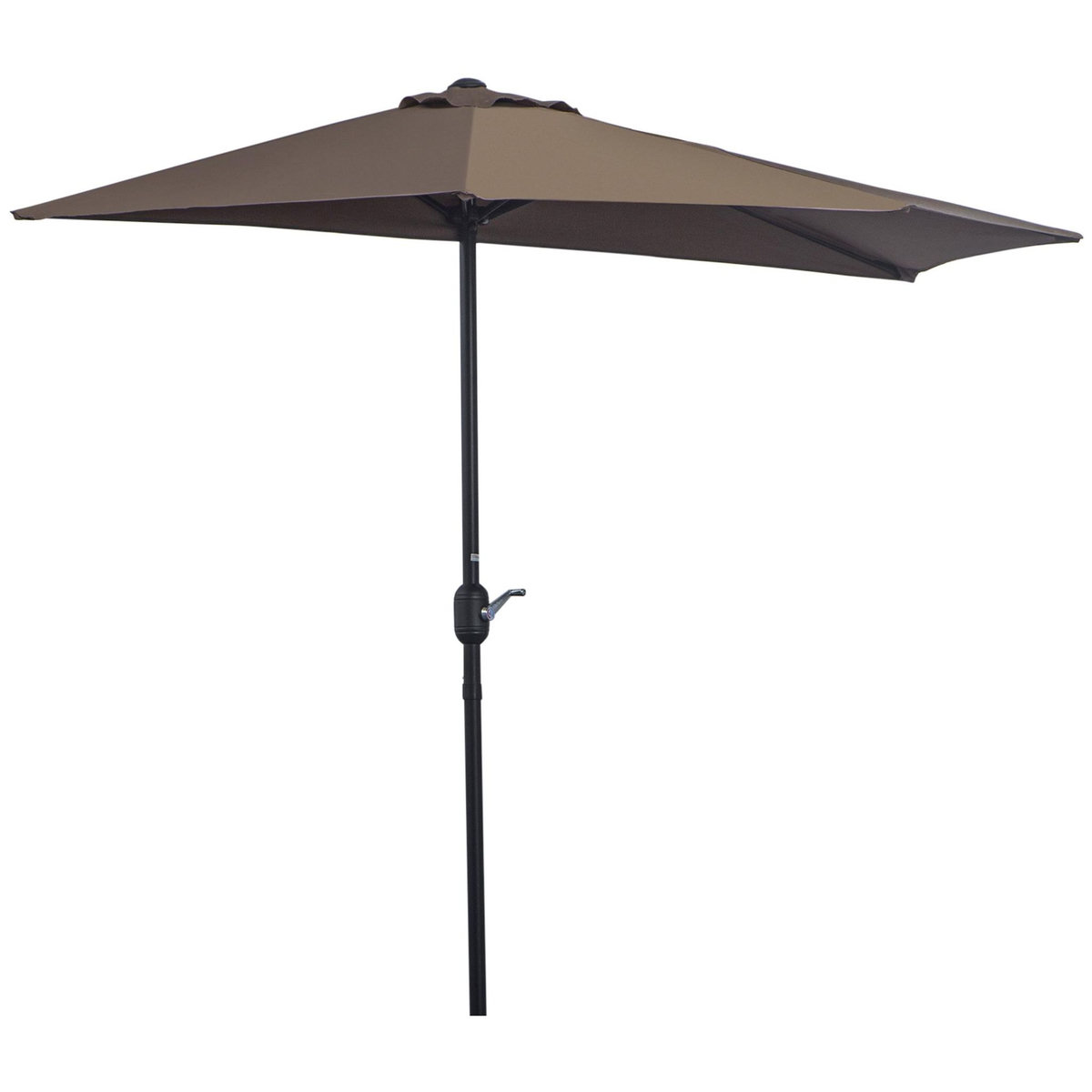 OUTSUNNY Demi parasol - parasol de balcon 5 entretoises métal polyester 2,69L x 1,38l x 2,36H m chocolat
