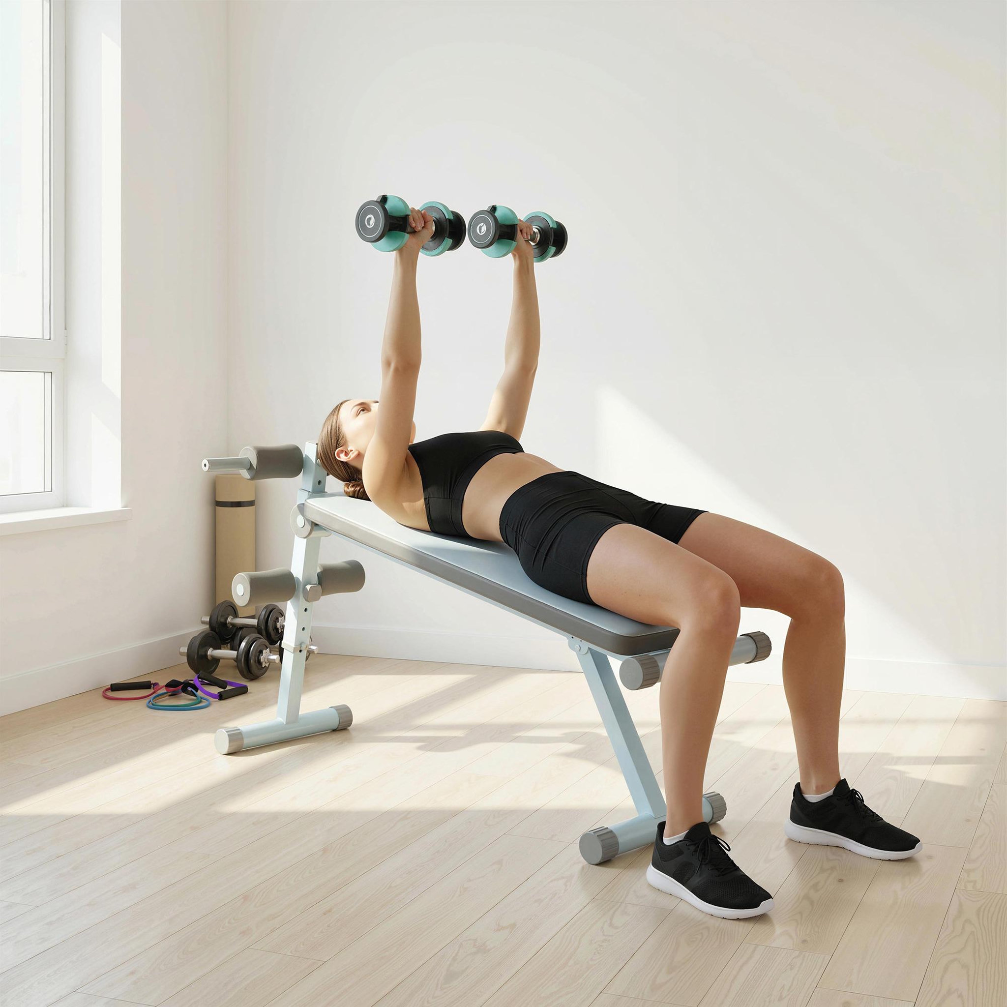 Voir la diapositive 2 : HOMCOM Banc de musculation réglable avec siège à 3 niveaux acier blanc gris