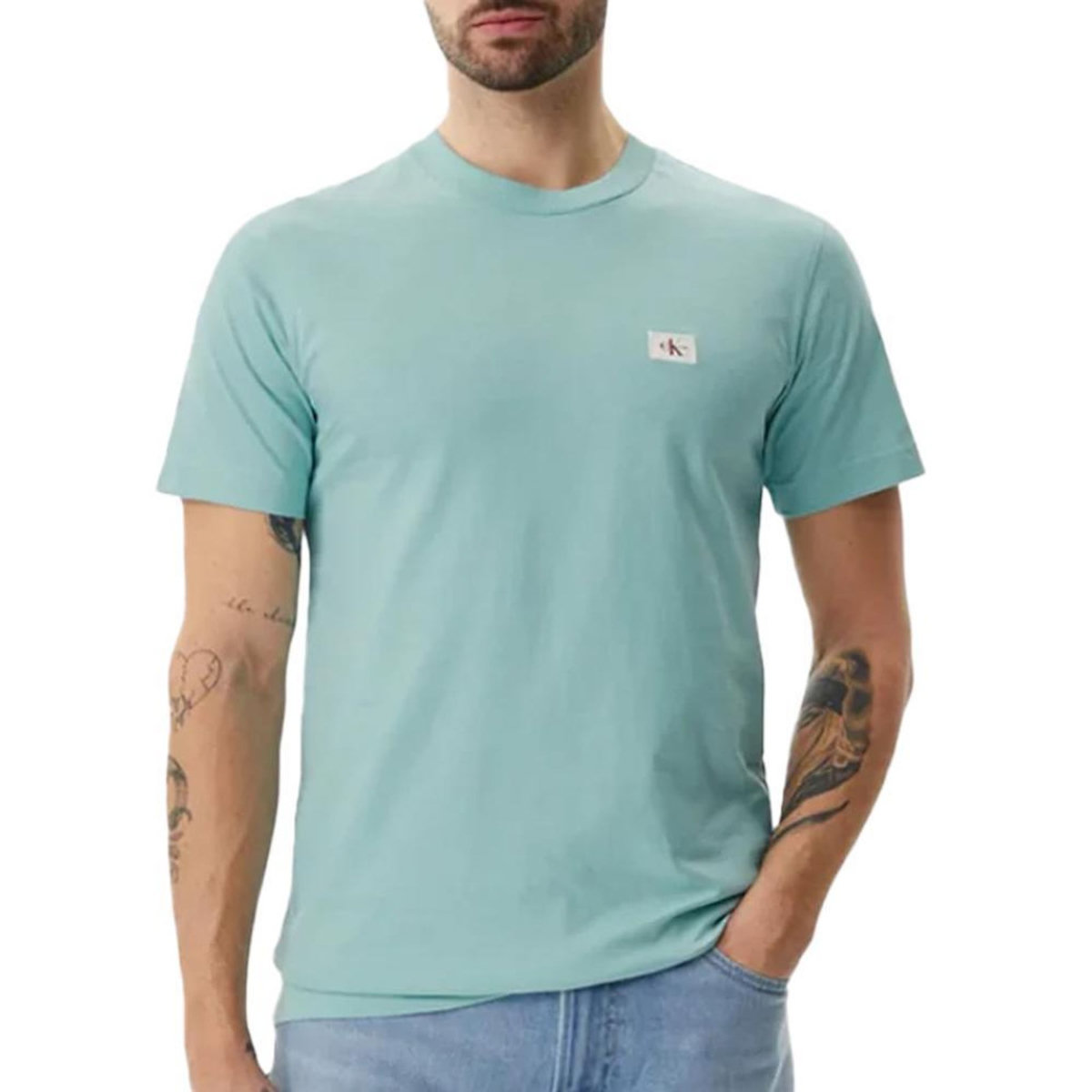 CALVIN KLEIN JEANS T-Shirt Turquoise Homme Calvin Klein Jeans Label