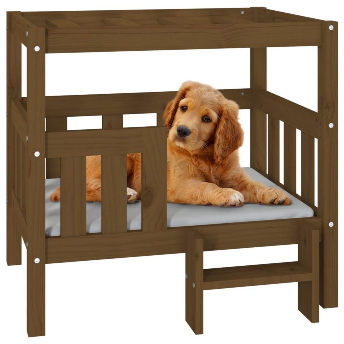 VIDAXL Lit pour chien Marron miel 75,5x63,5x70 cm Bois de pin solide