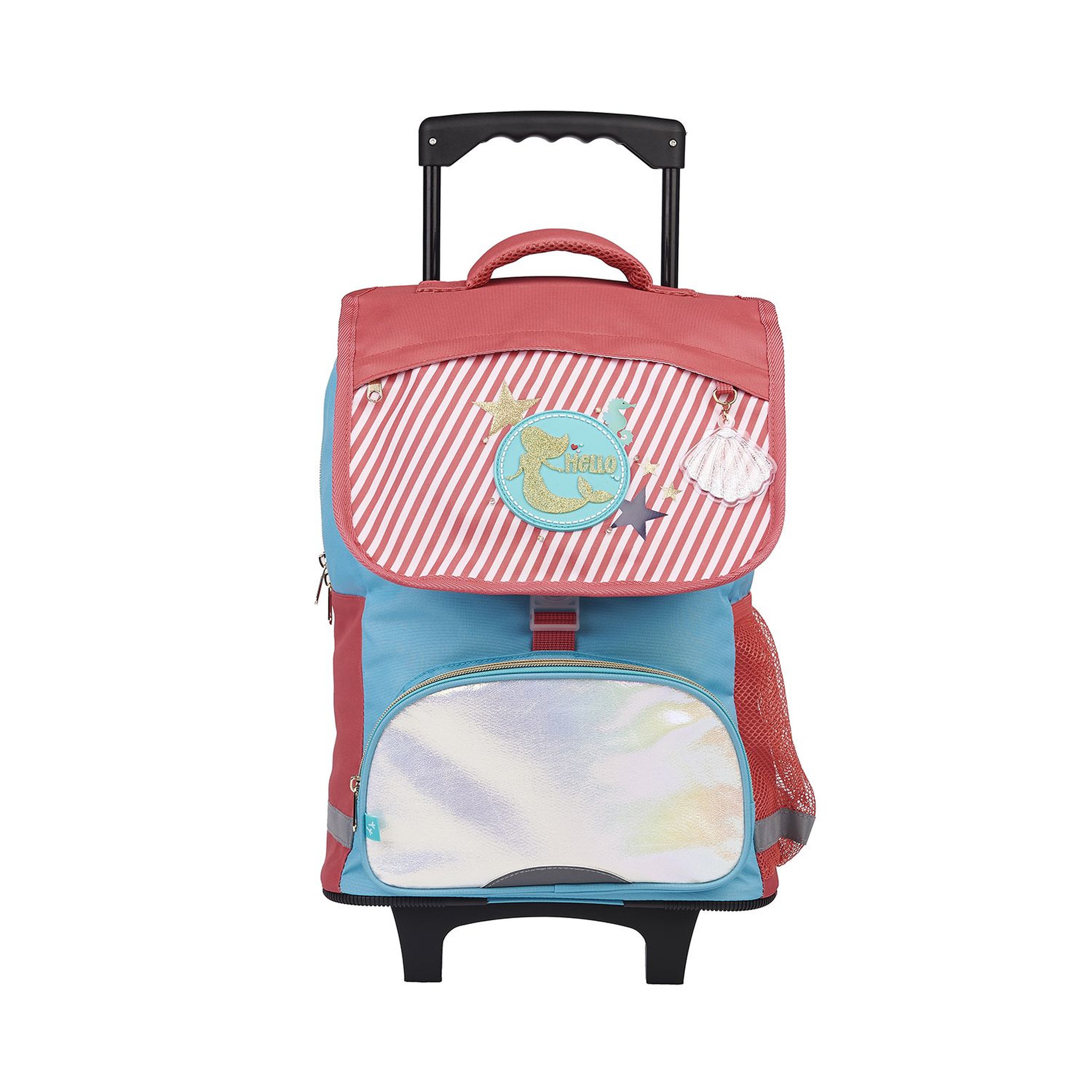 Voir la diapositive 1 : AUCHAN Sac à dos à roulettes rose et bleu Fashion Mermaid