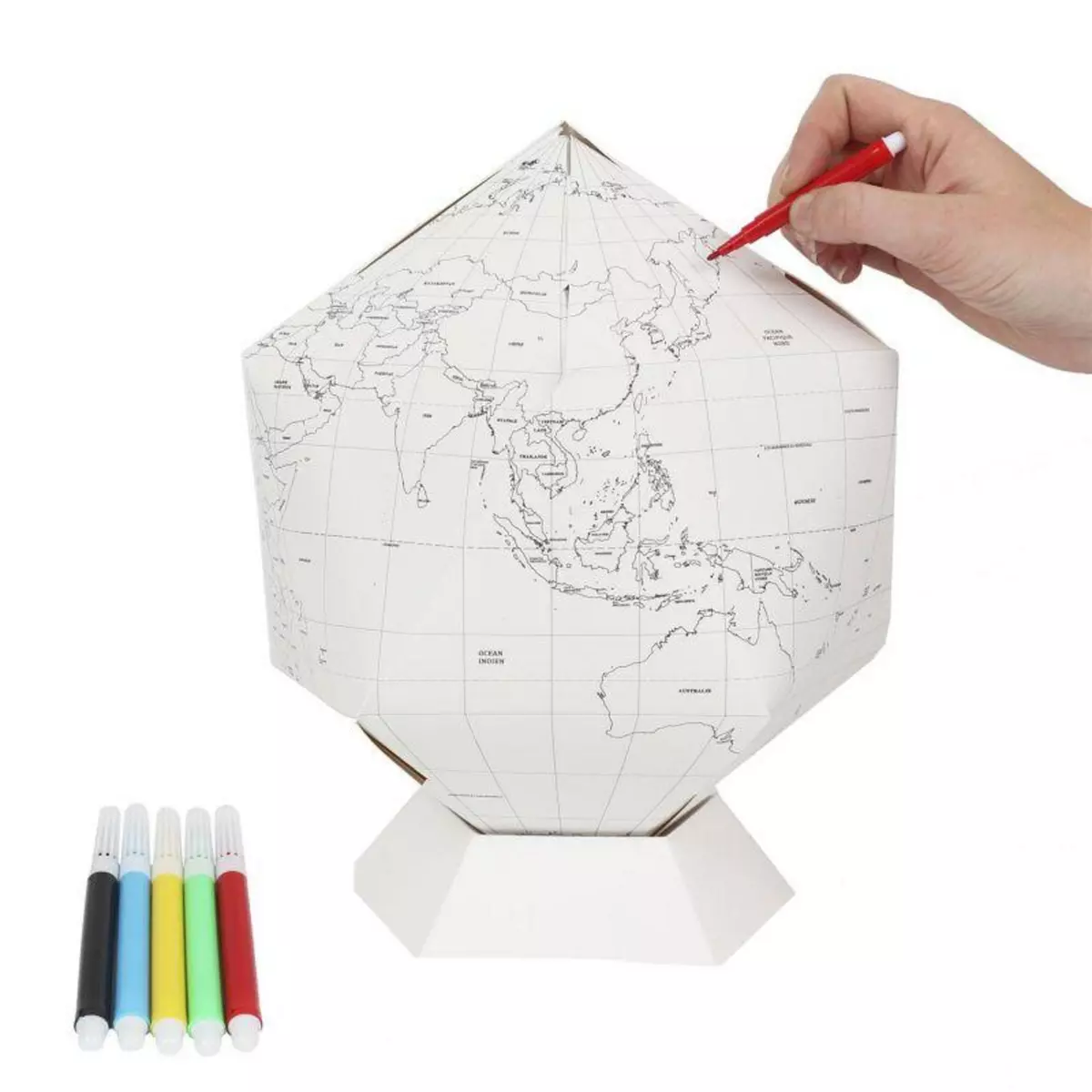 Paris Prix Globe Terrestre à Colorier  5 Feutres  26cm Blanc