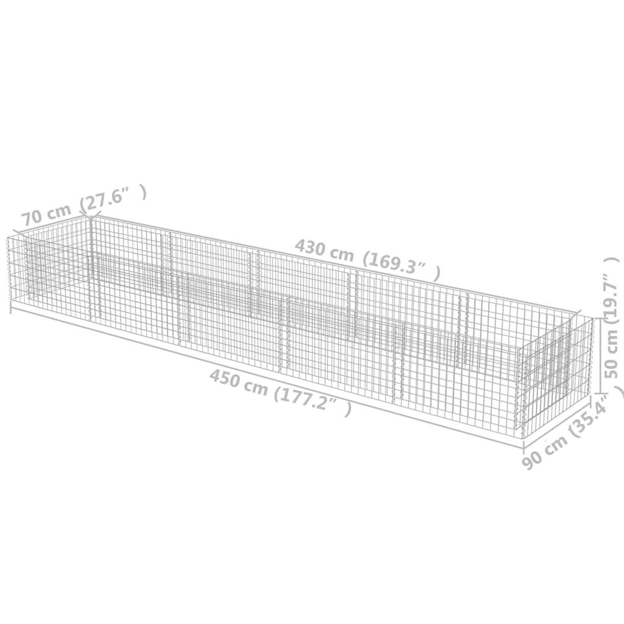 Voir la diapositive 6 : VIDAXL Lit sureleve a gabion Acier galvanise 450x90x50 cm