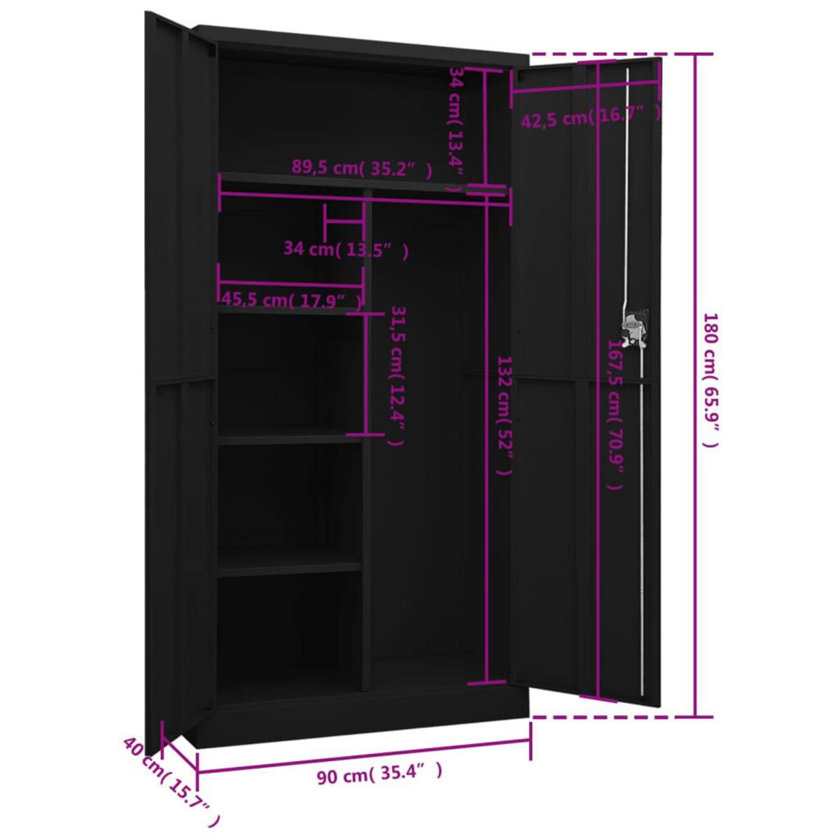 VIDAXL Armoire a casiers Noir 90x40x180 cm Acier