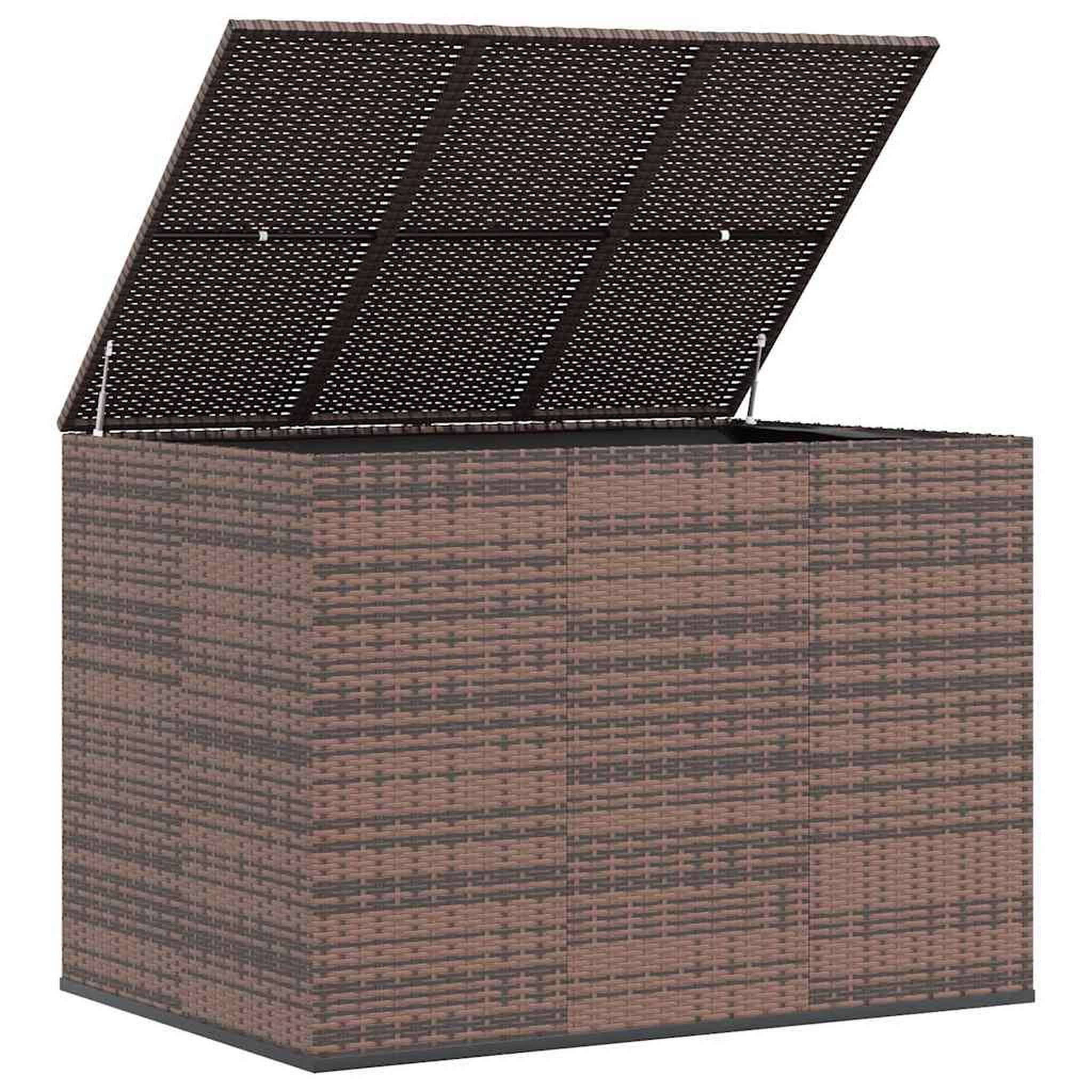 Voir la diapositive 4 : VIDAXL Boîte a coussins de jardin Resine tressee 145x100x103 cm Marron