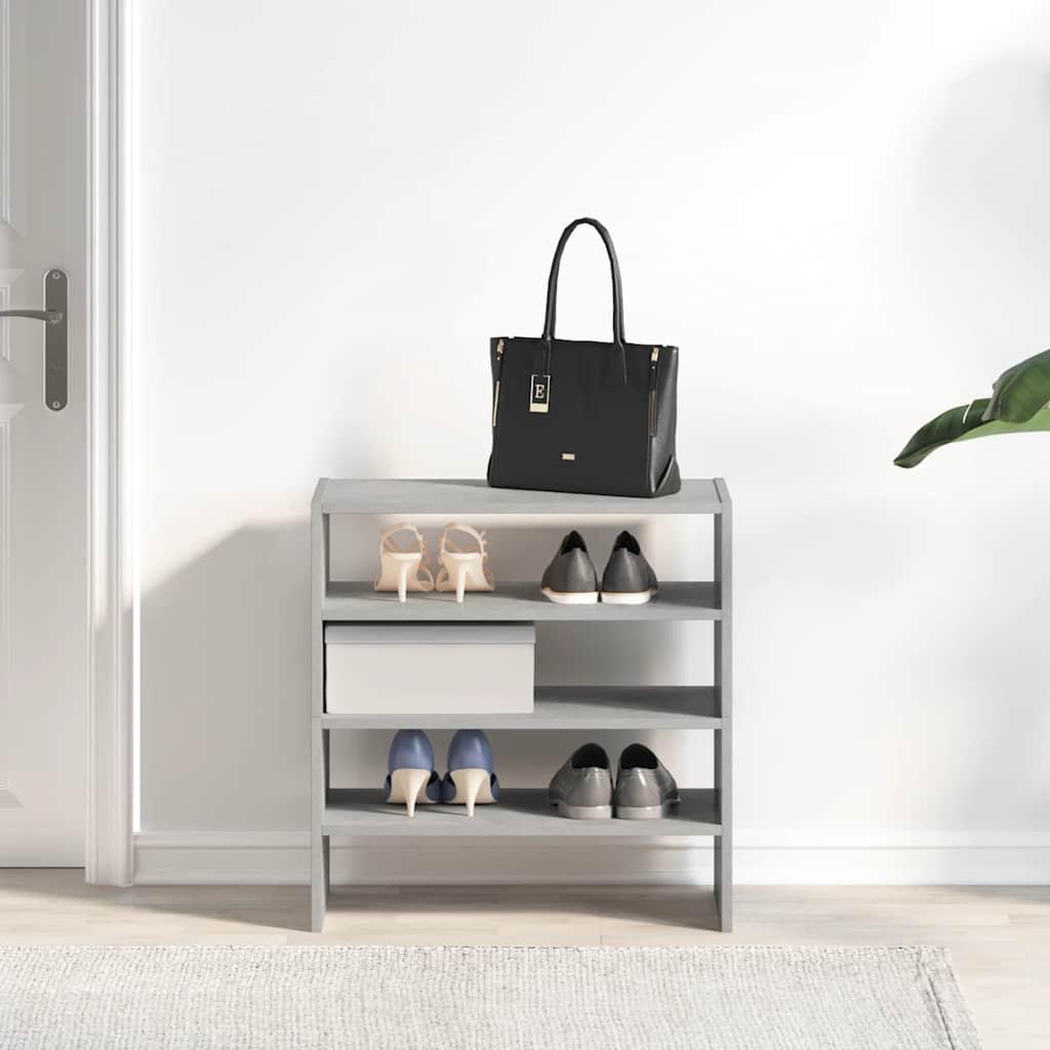 Voir la diapositive 3 : VIDAXL Etageres a chaussures 2 pcs empilable gris beton 60x30x30,5 cm