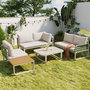Voir la diapositive 4 : MERAX Salon de jardin 5 places en acier avec coussins assise, dossier, abricot