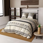 ATELIER DU COTON Parure de couette 100%coton 57fils/cm2 bohème. Coloris disponibles : Beige