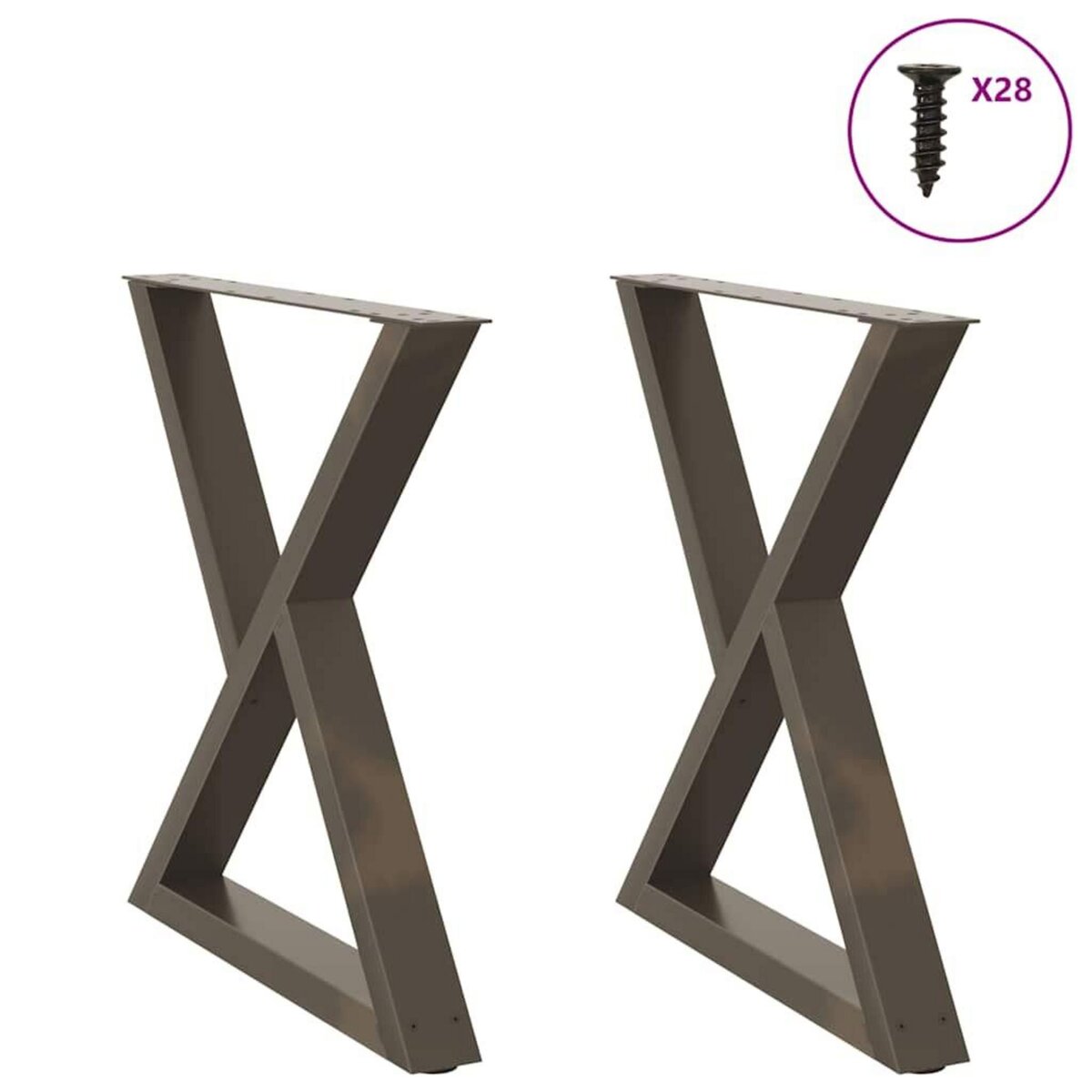VIDAXL Pieds de table a manger 2pcs acier naturel acier 70x(72-73,3)cm
