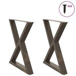 VIDAXL Pieds de table a manger 2pcs acier naturel acier 70x(72-73,3)cm