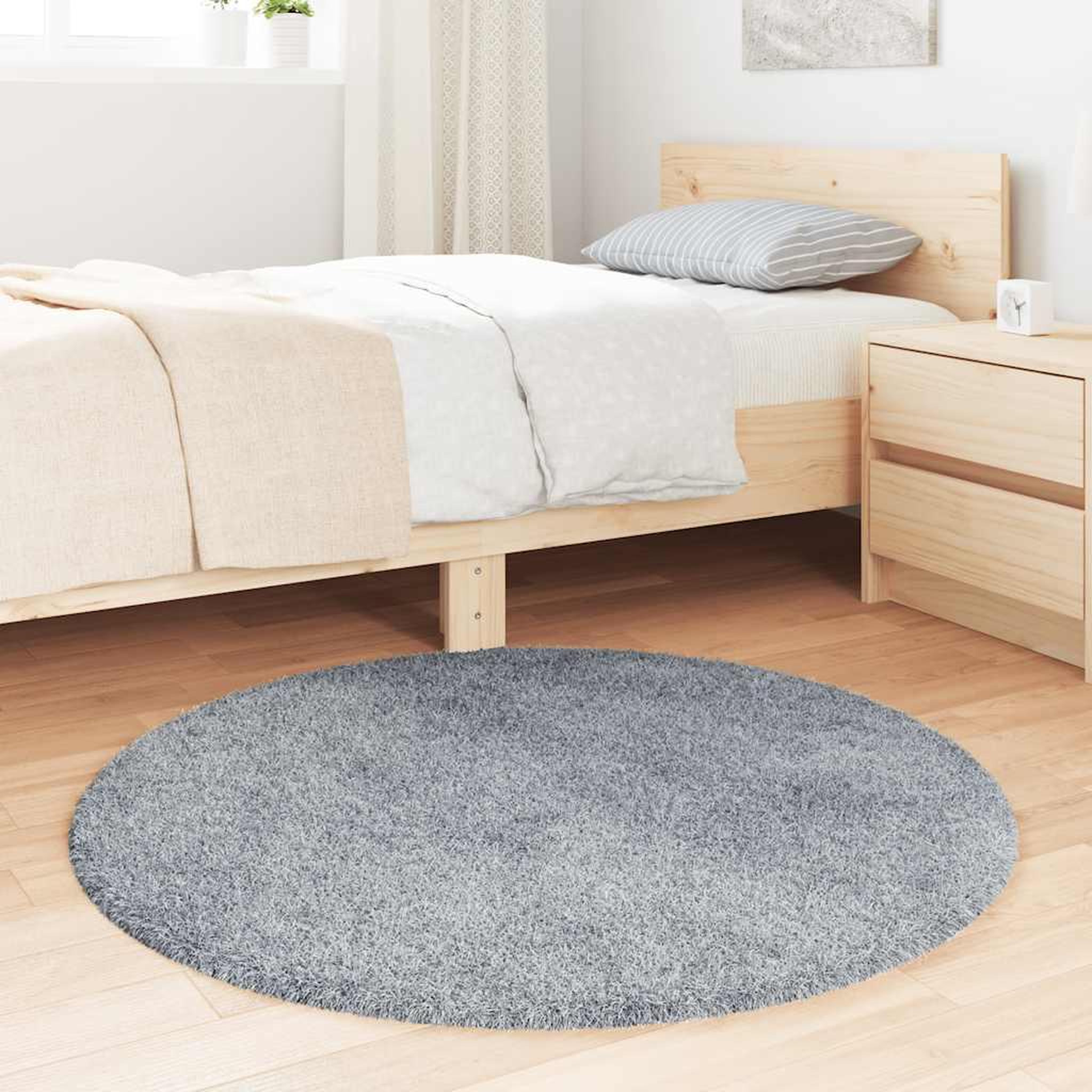 Voir la diapositive 3 : VIDAXL Tapis Shaggy a poils longs NAVARRA gris argente 100x100 cm