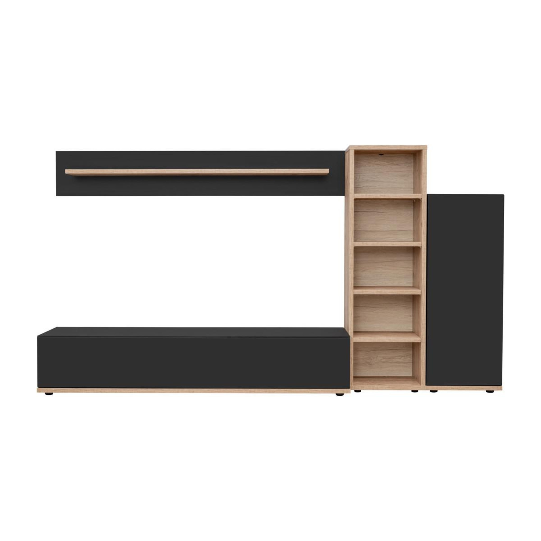 Voir la diapositive 2 : Paris Prix Ensemble meuble tv design  skill  240cm noir & naturel