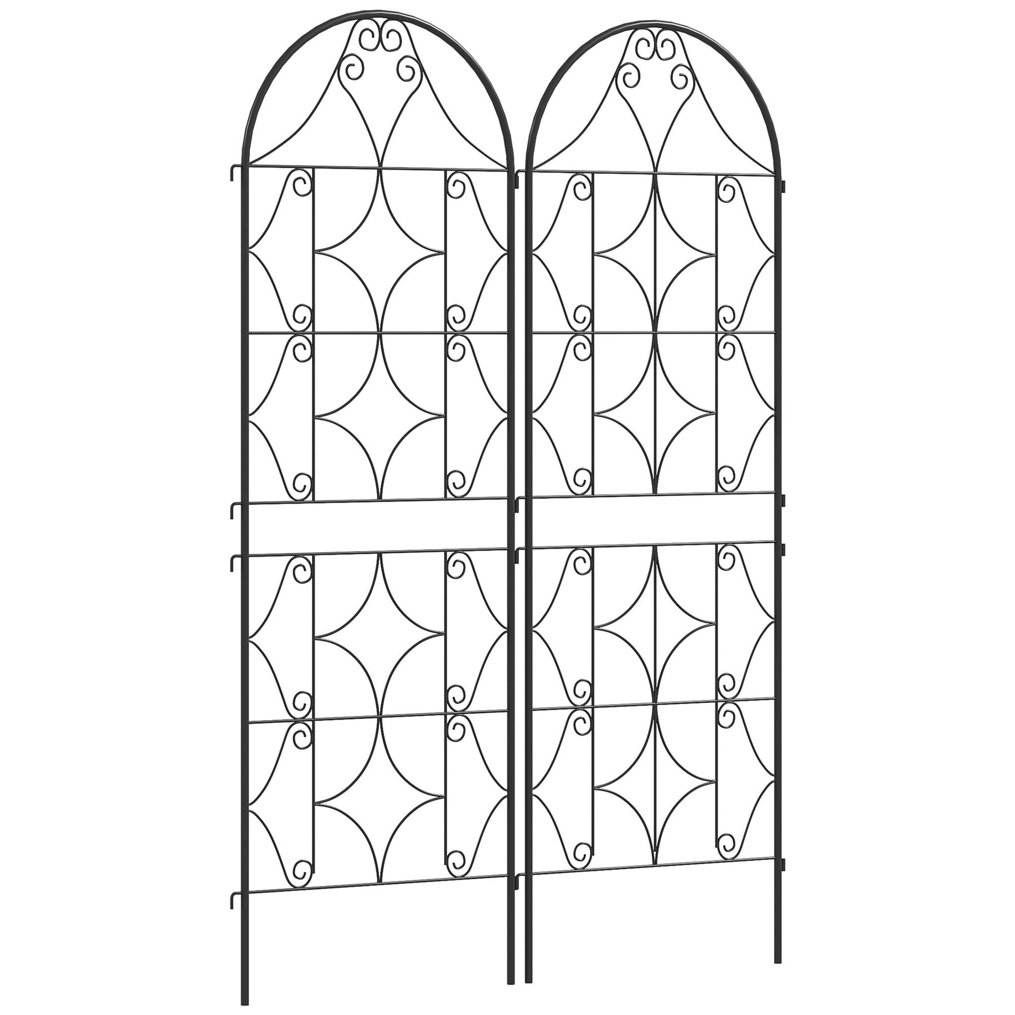 OUTSUNNY Treillis de jardin effet fer forgé - lot de 2 supports pour plantes grimpantes - 50 x 150 cm - métal époxy noir