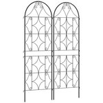 OUTSUNNY Treillis de jardin effet fer forgé - lot de 2 supports pour plantes grimpantes - 50 x 150 cm - métal époxy noir