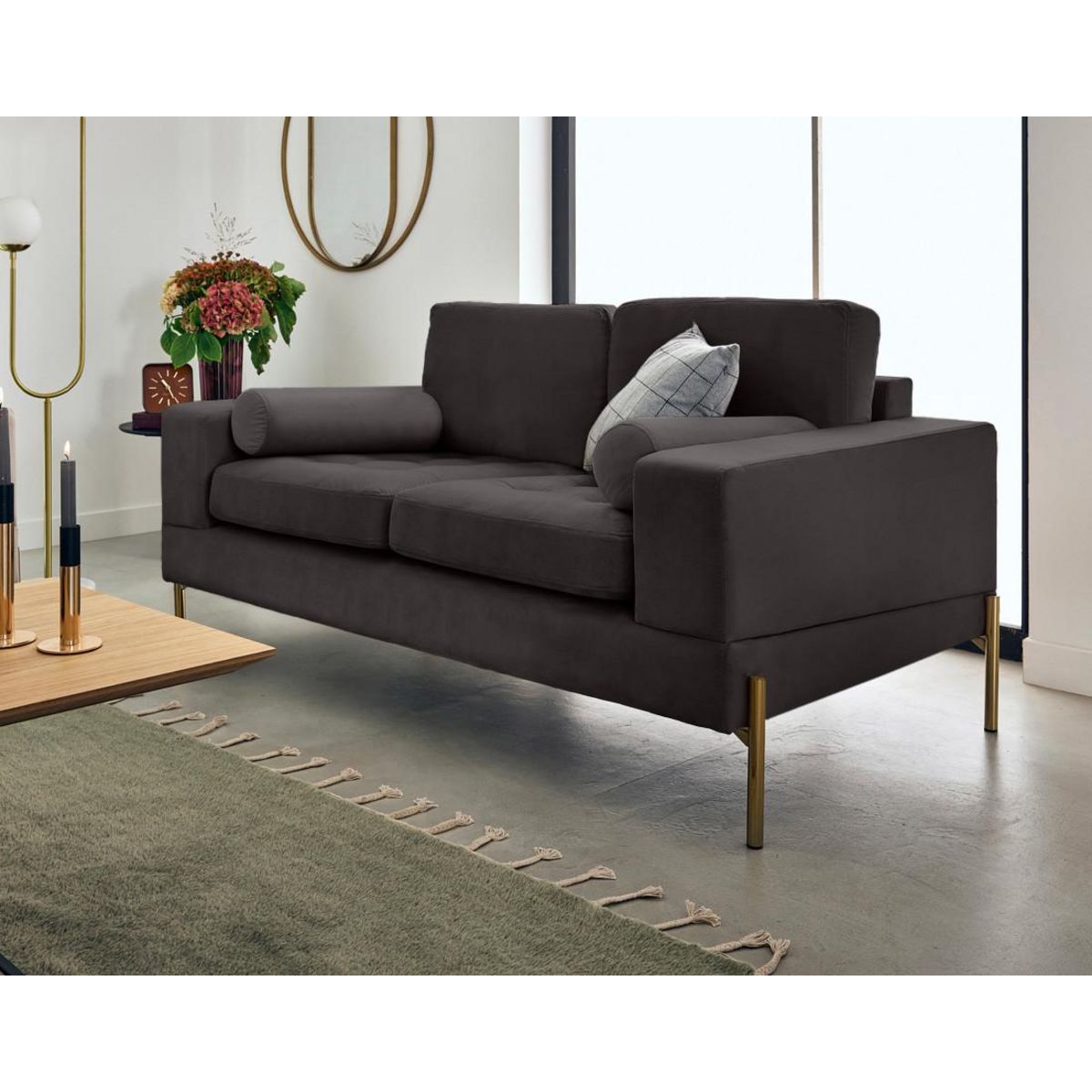 LISA DESIGN Isaure - canapé droit 2 places en velours