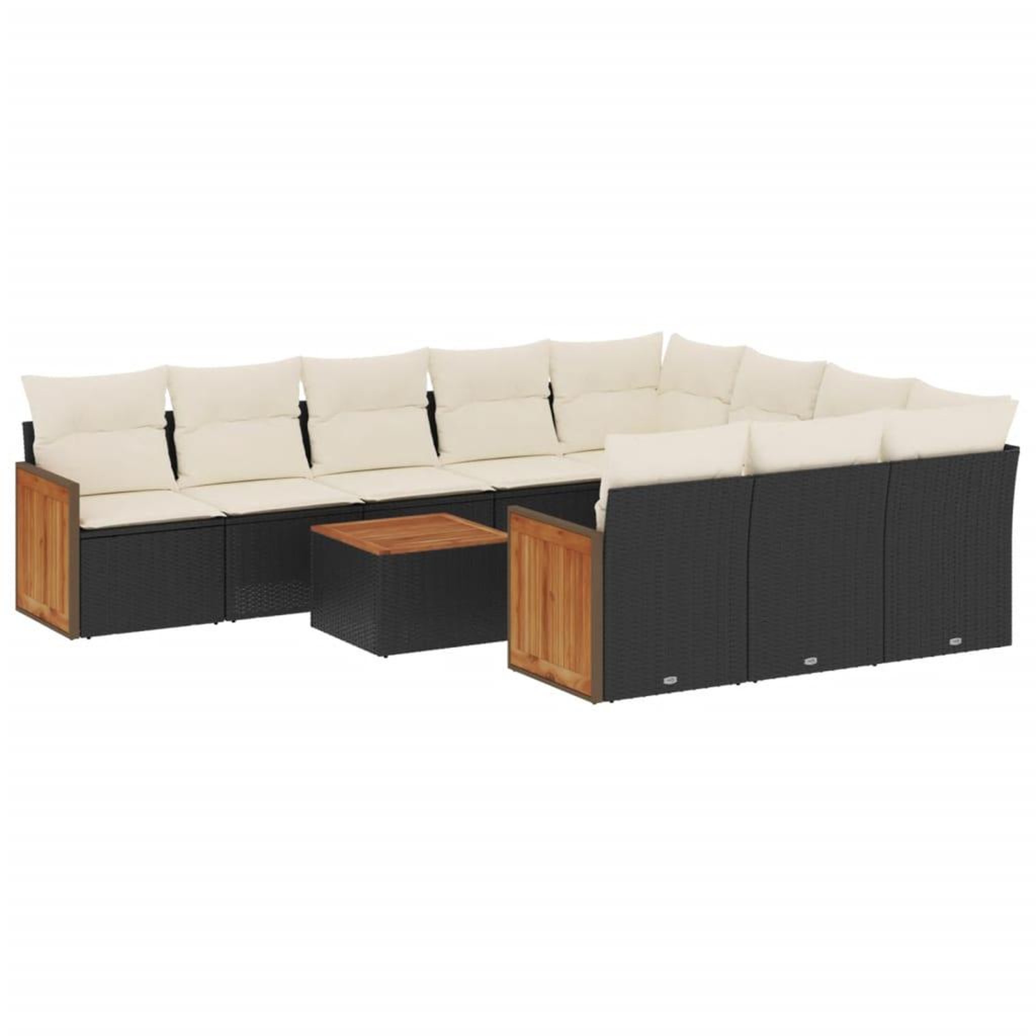 Voir la diapositive 2 : VIDAXL Salon de jardin 11 pcs avec coussins noir resine tressee