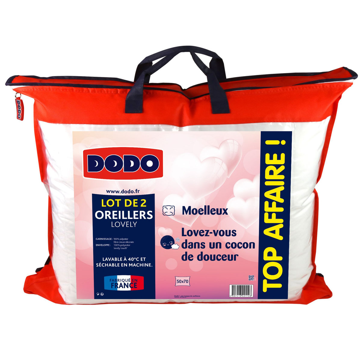 DODO Lot de 2 oreillers moelleux en microfibre LOVELY