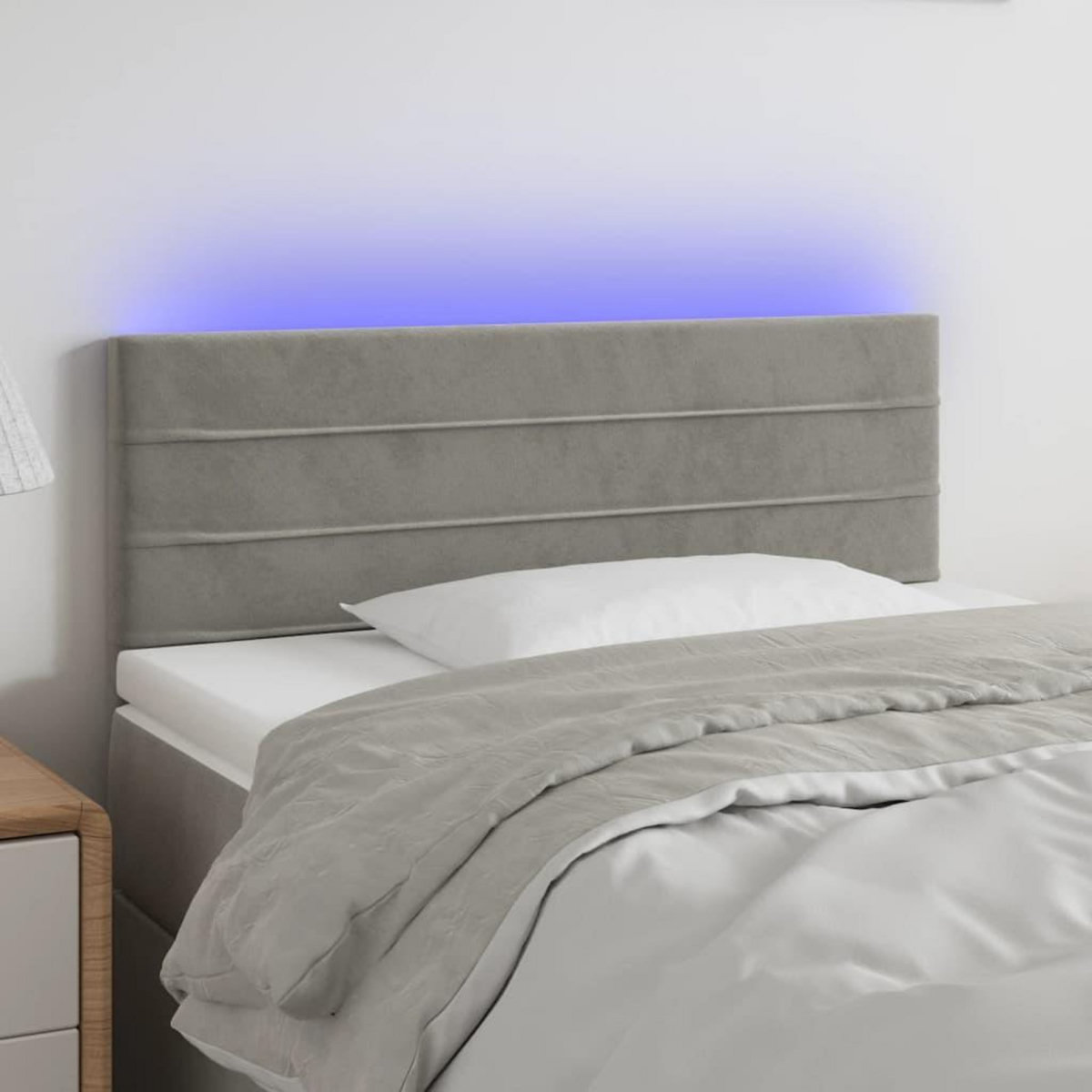 VIDAXL Tete de lit a LED Gris clair 100x5x78/88 cm Velours