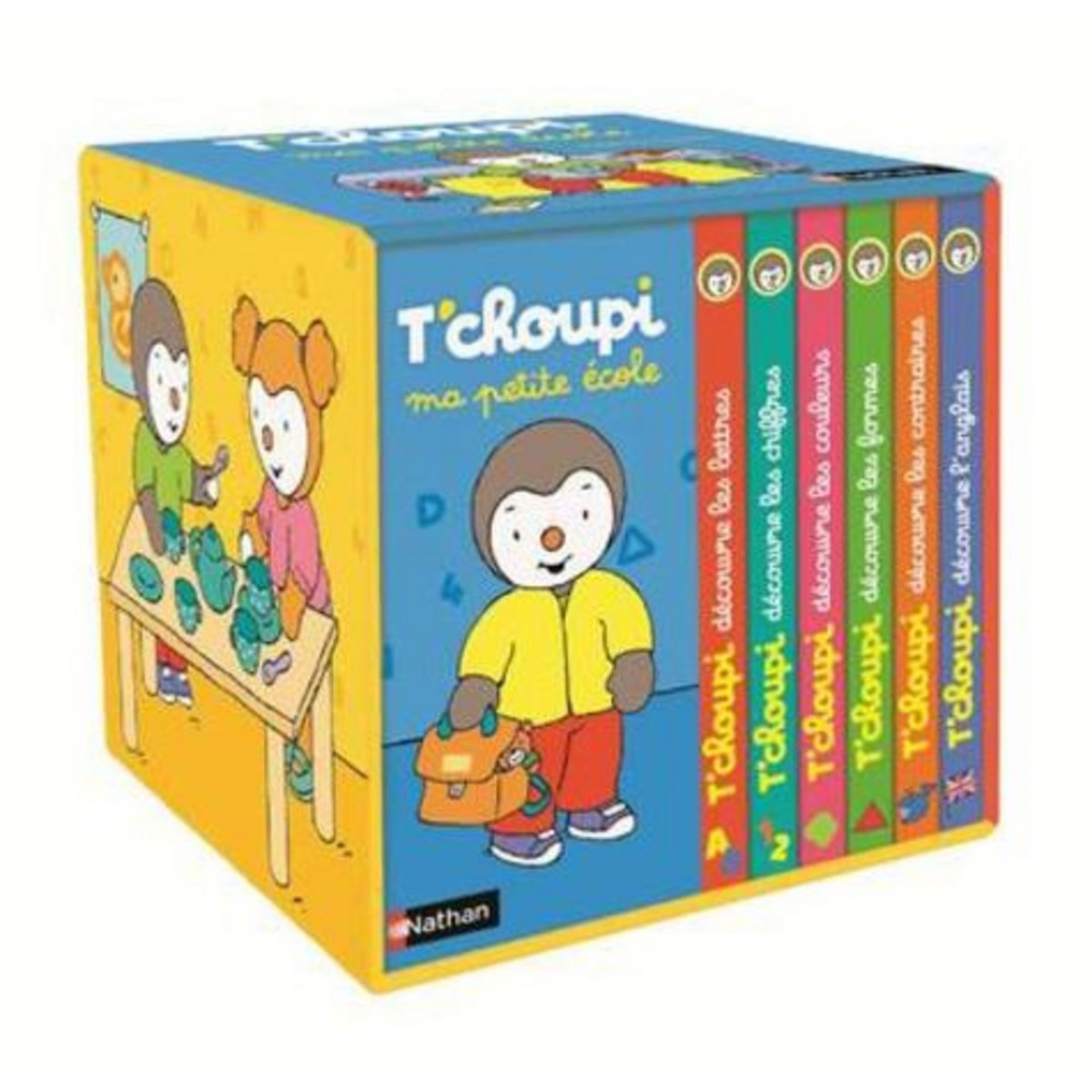MA PETITE ECOLE T'CHOUPI. CONTIENT 6 LIVRES : T'CHOUPI DECOUVRE LES LETTRES ; T'CHOUPI DECOUVRE LES FORMES ; T'CHOUPI DECOUVRE LES COULEURS ; T'CHOUPI DECOUVRE LES CONTRAIRES ; T'CHOUPI DECOUVRE LES CHIFFRES ; T'CHOUPI DECOUVRE L'ANGLAIS    , Courtin Thie