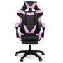 Voir la diapositive 4 : ID MARKET Fauteuil de gaming ALEX réglable avec repose-pied, coussin de tête et coussin lombaire noir et rose
