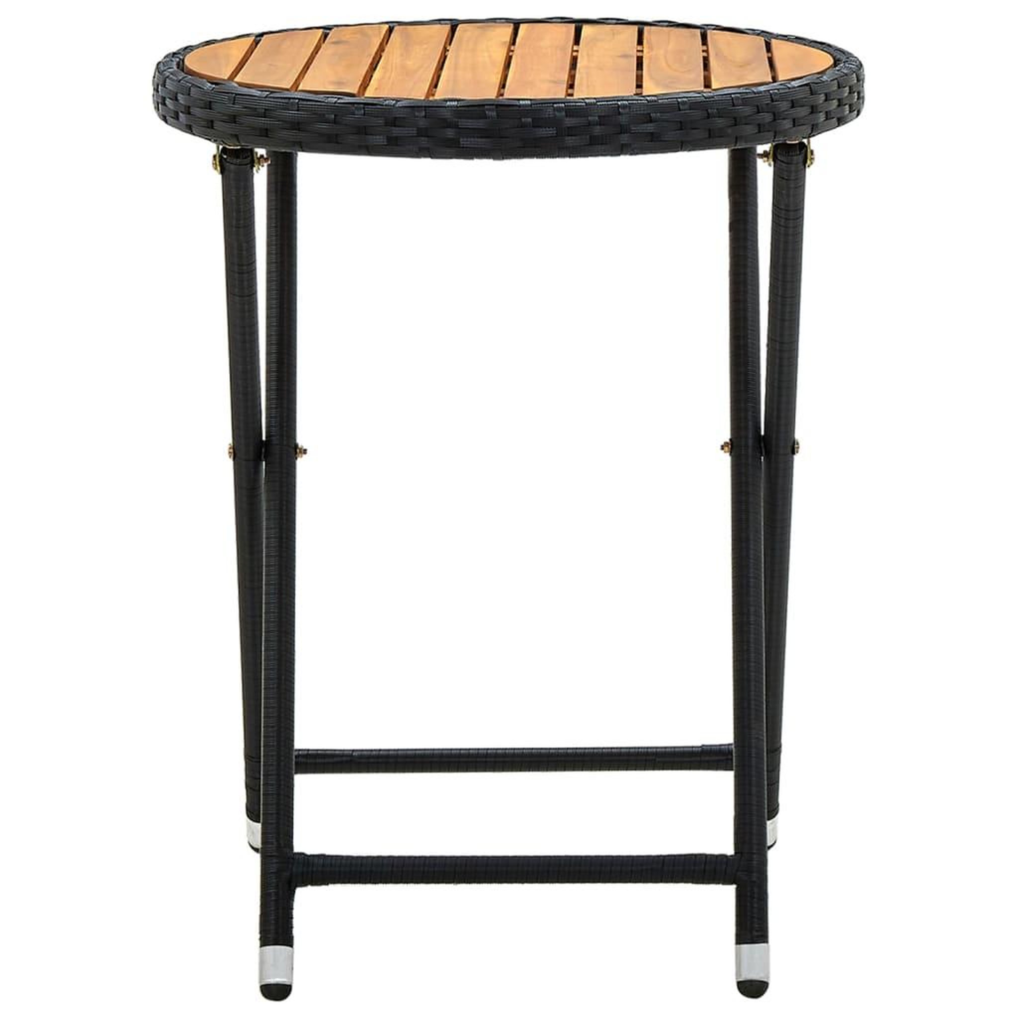 Voir la diapositive 3 : VIDAXL Table a the Noir 60 cm Resine tressee et bois d'acacia solide